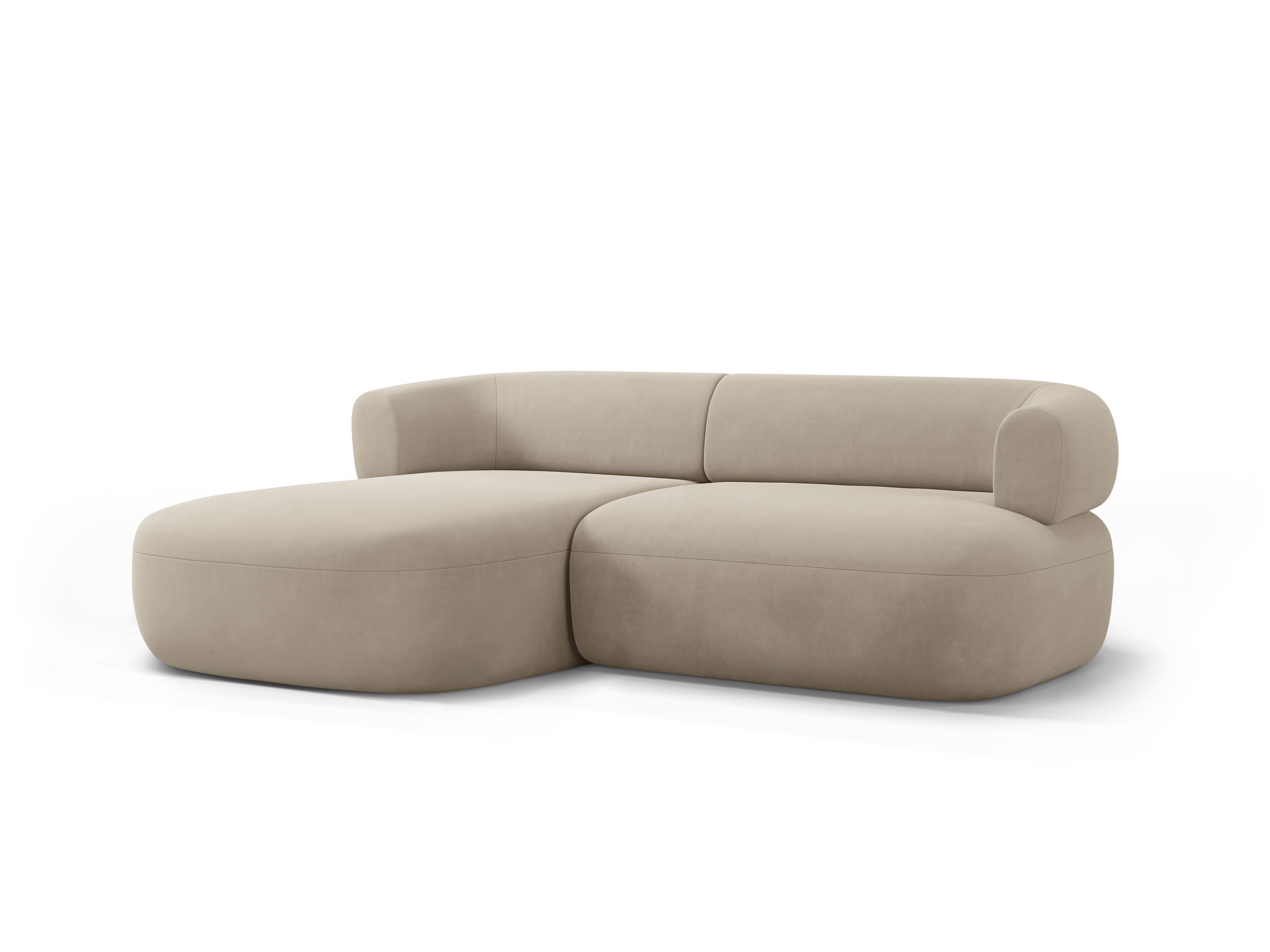 Beiger, linksseitiger 2-Sitzer-Samt-Sofa ALDRIN