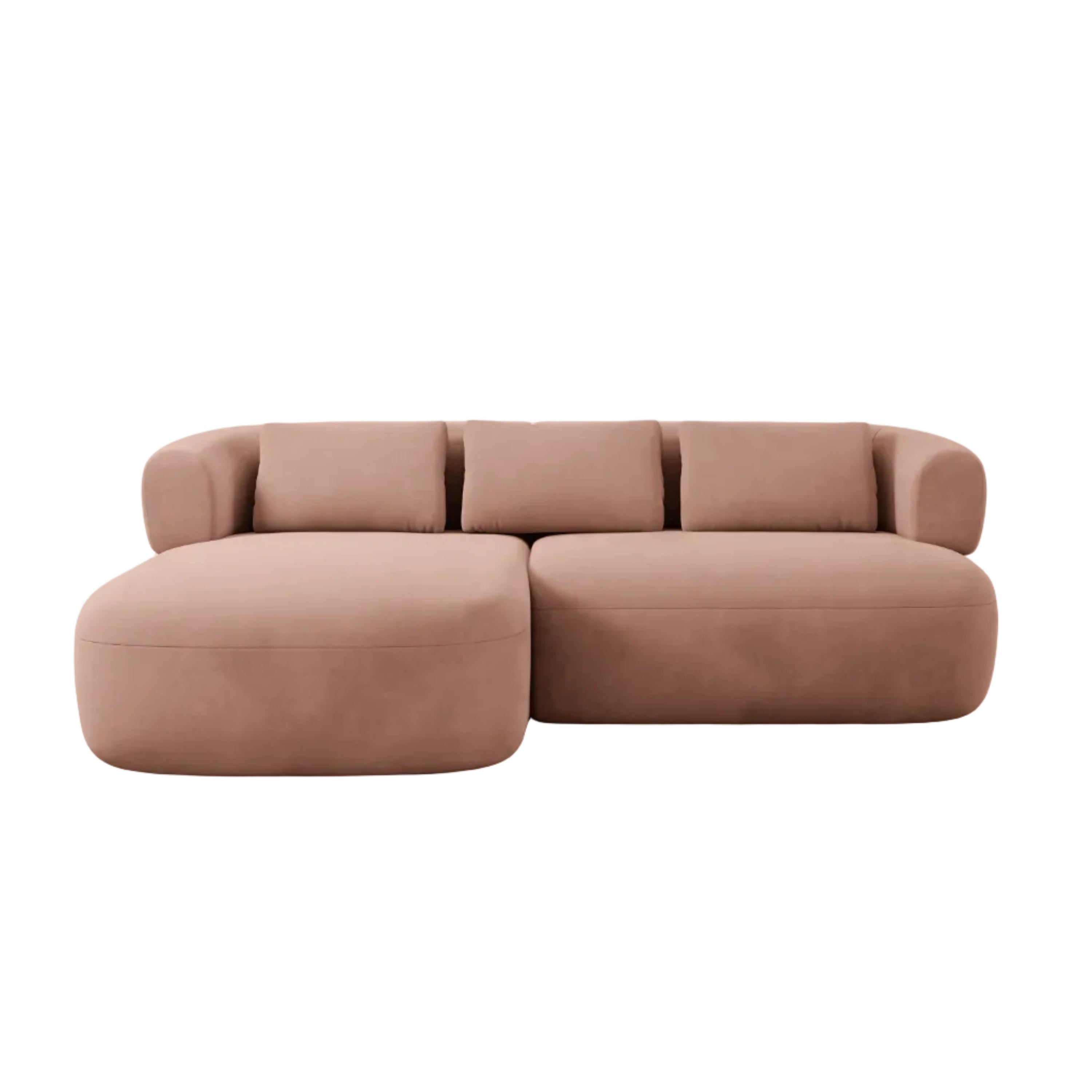 Samt-Ecksofa für 2 Personen, links ALDRIN, rosa