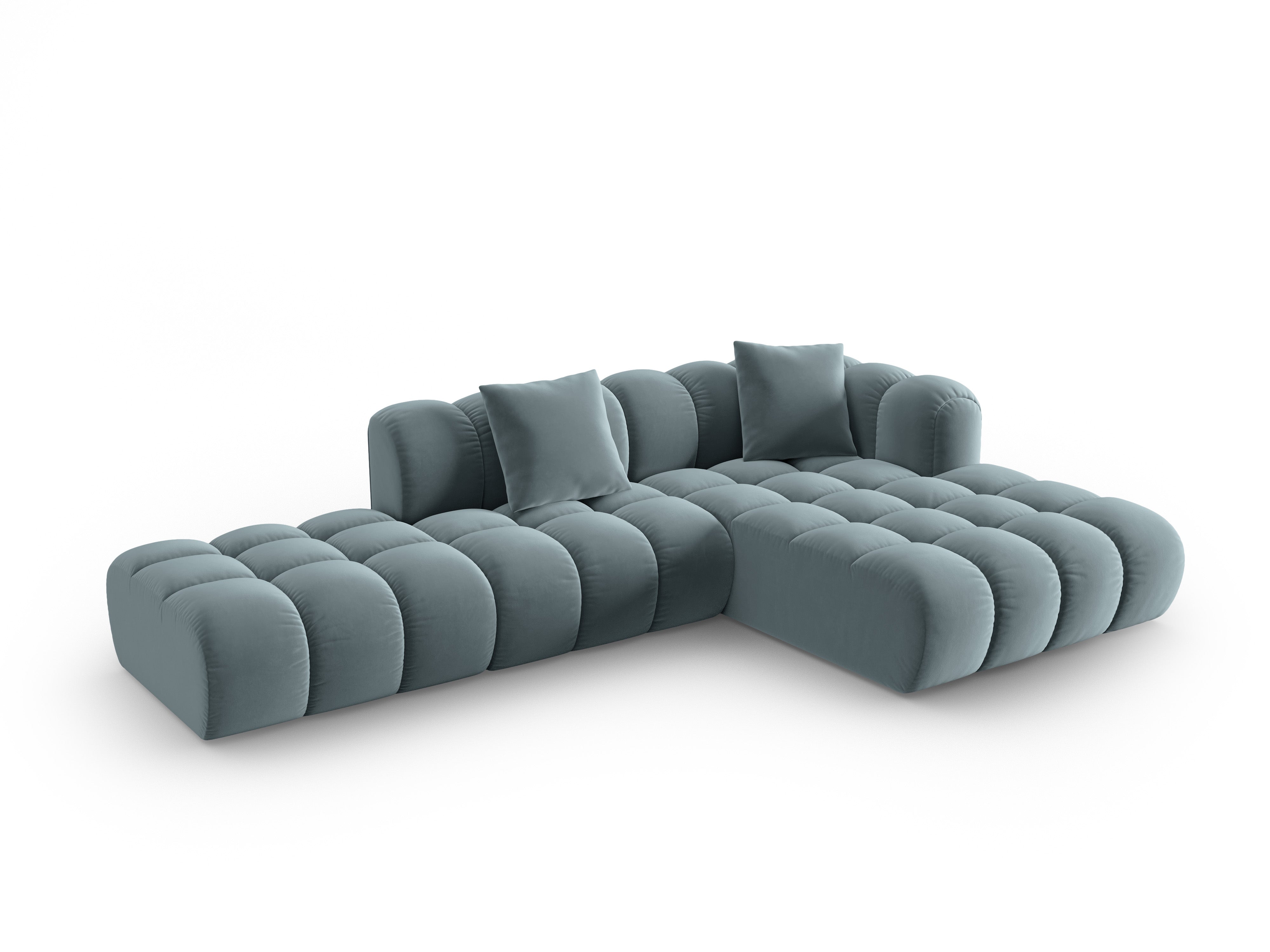 Velvet Corner Sofa Open Right Side ASTRO Light Blue