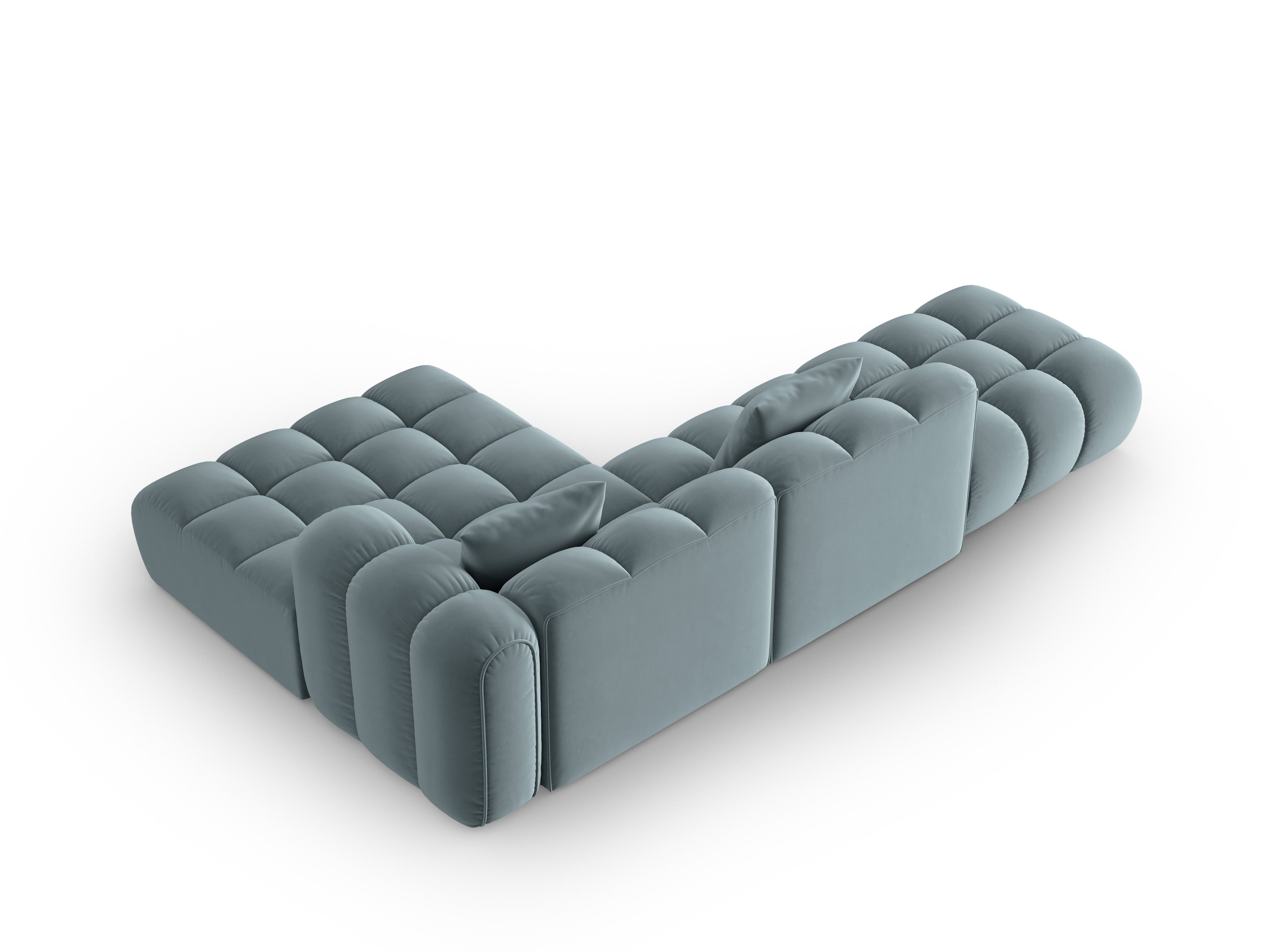 Velvet Corner Sofa Open Right Side ASTRO Light Blue