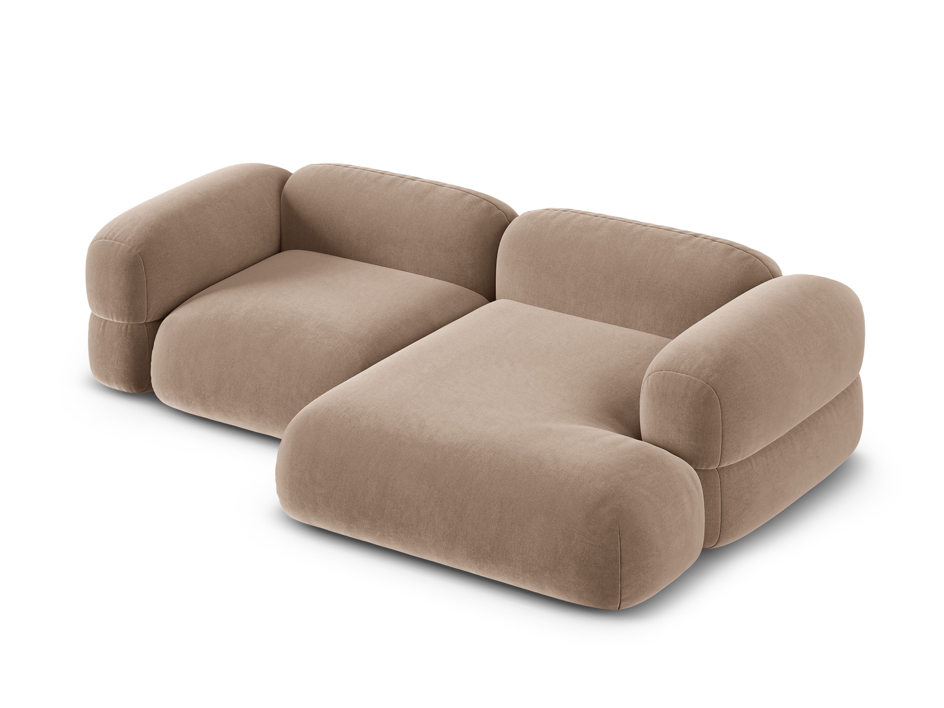 Samt-Ecksofa rechts ROGER dunkelbeige