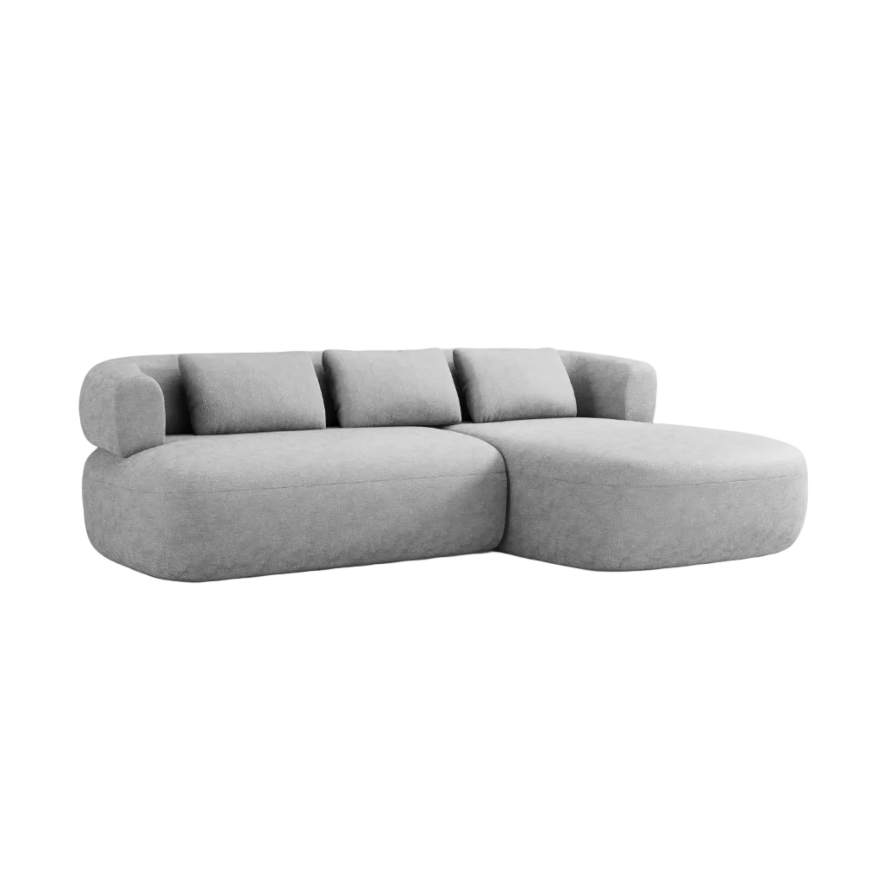 3-sitziger, rechtsseitiger ALDRIN Ecksofa in grauem Chenille