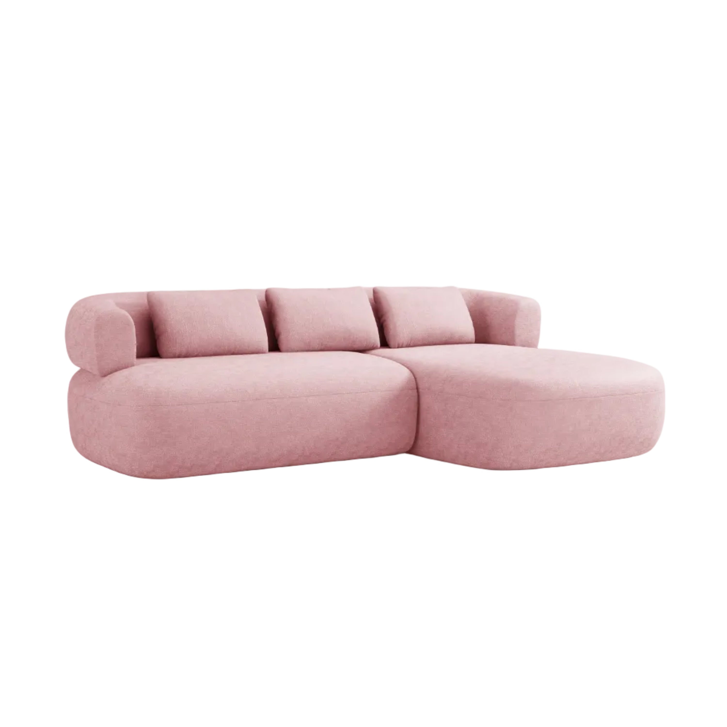 3-sitziger rechter Ecksofa ALDRIN in rosa Chenille