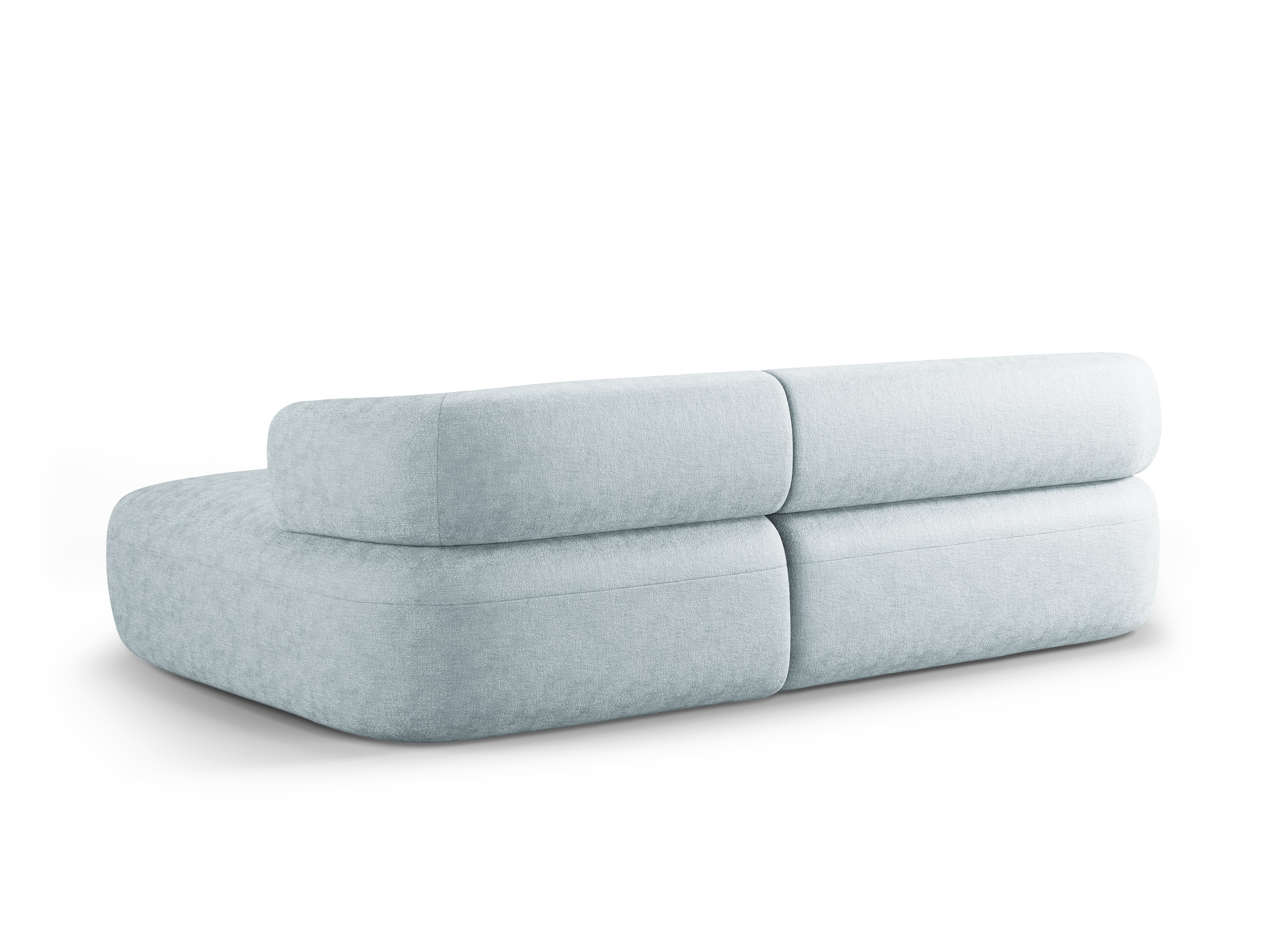 3-sitziger rechter Ecksofa ALDRIN in himmelblauem Chenille