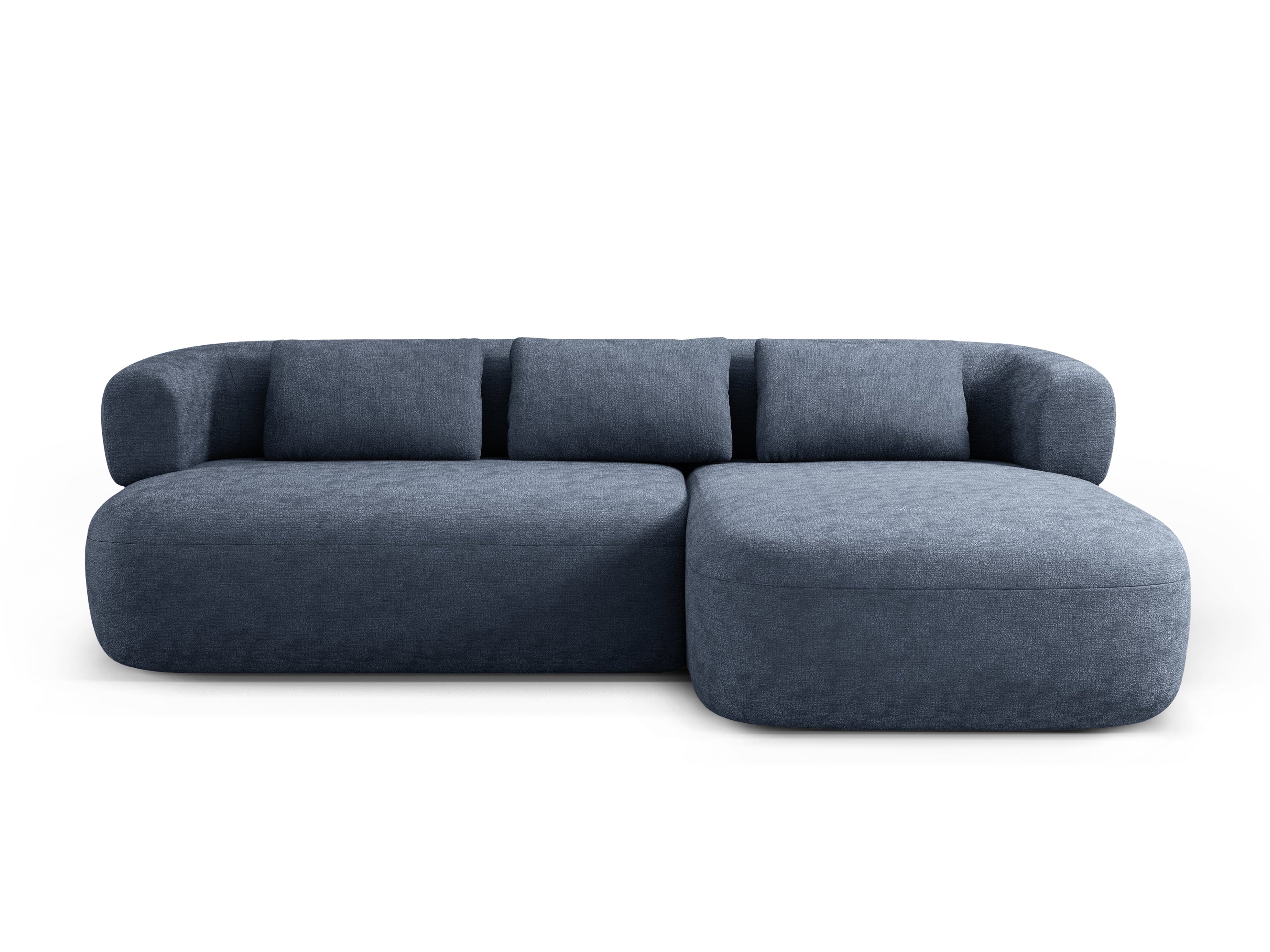 3-sitziger rechter Ecksofa ALDRIN in marineblauem Chenille