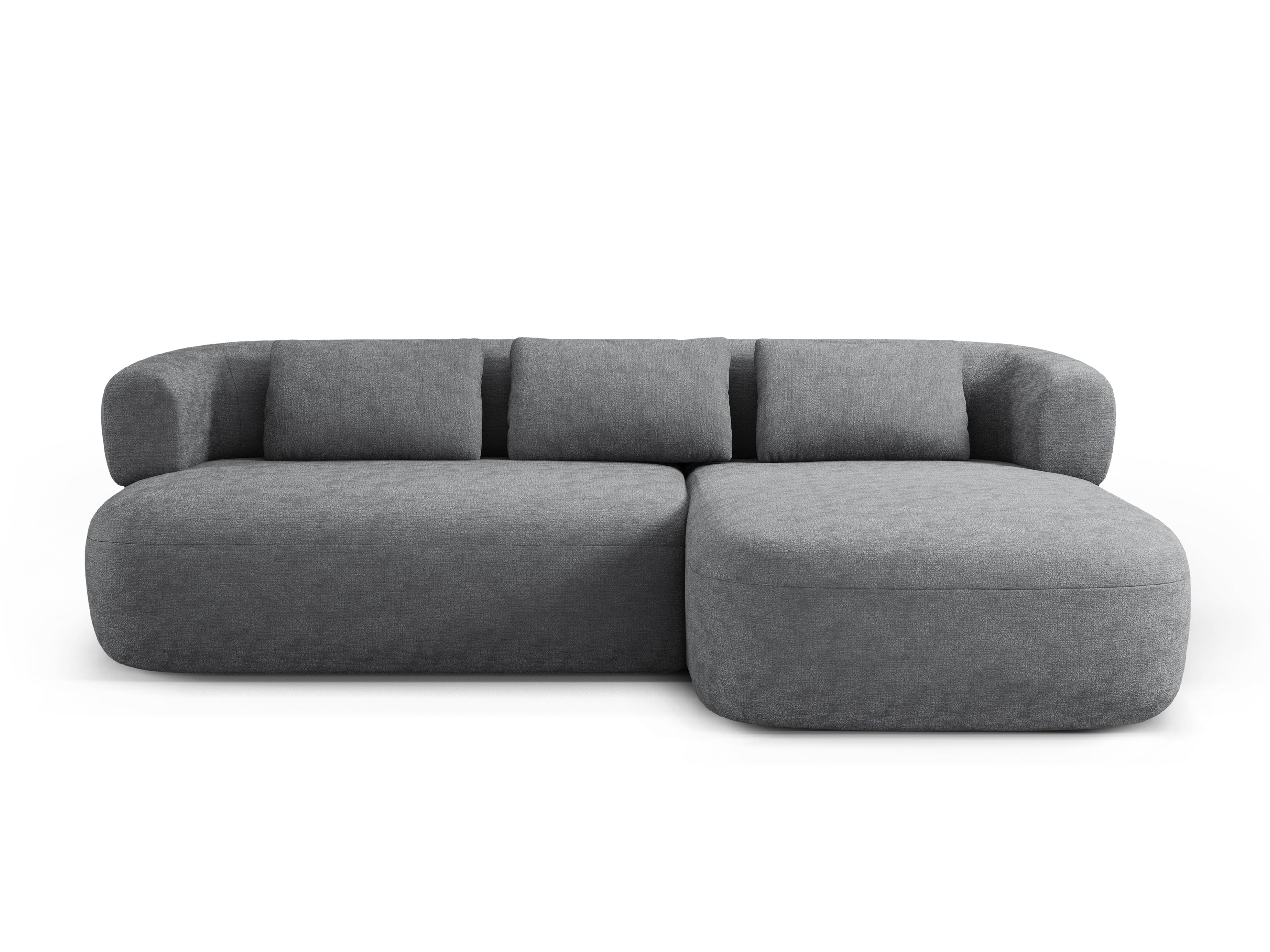 Dreisitzer-Ecksofa rechts ALDRIN in dunkelgrauem Chenille