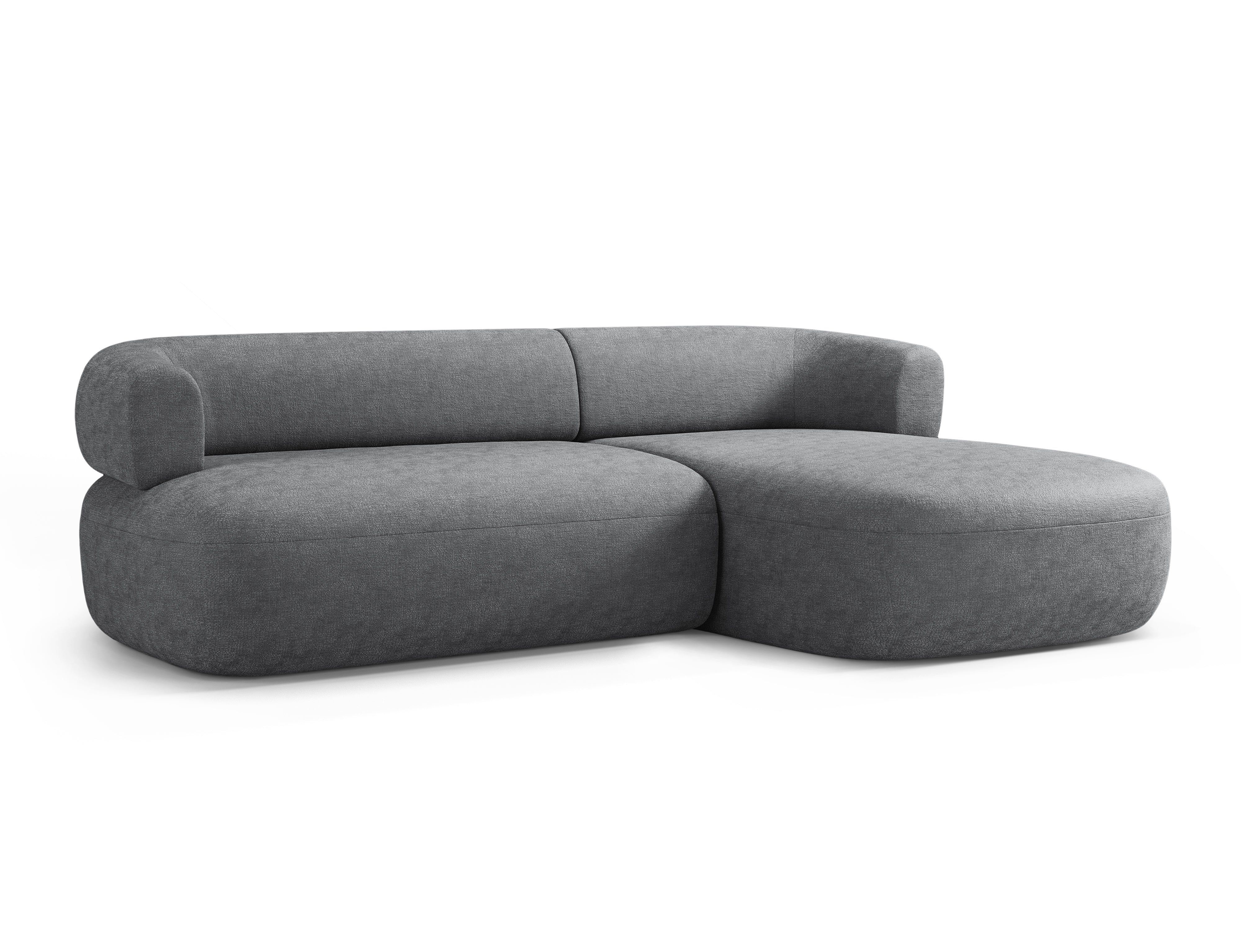 Dreisitzer-Ecksofa rechts ALDRIN in dunkelgrauem Chenille