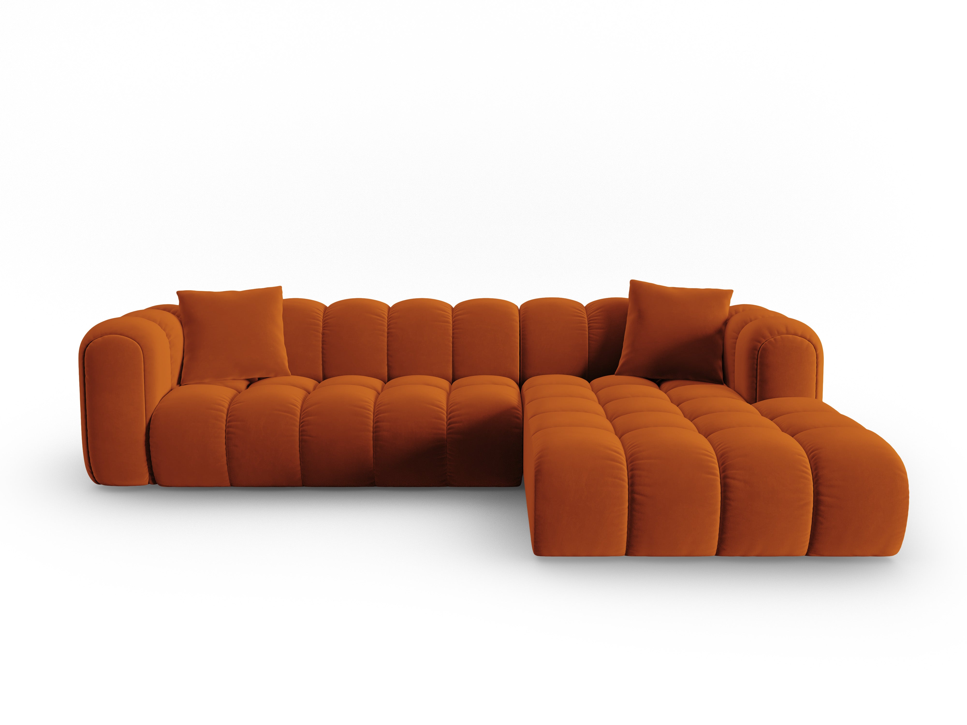 Samt-Ecksofa für 4 Personen rechts ASTRO rostrot