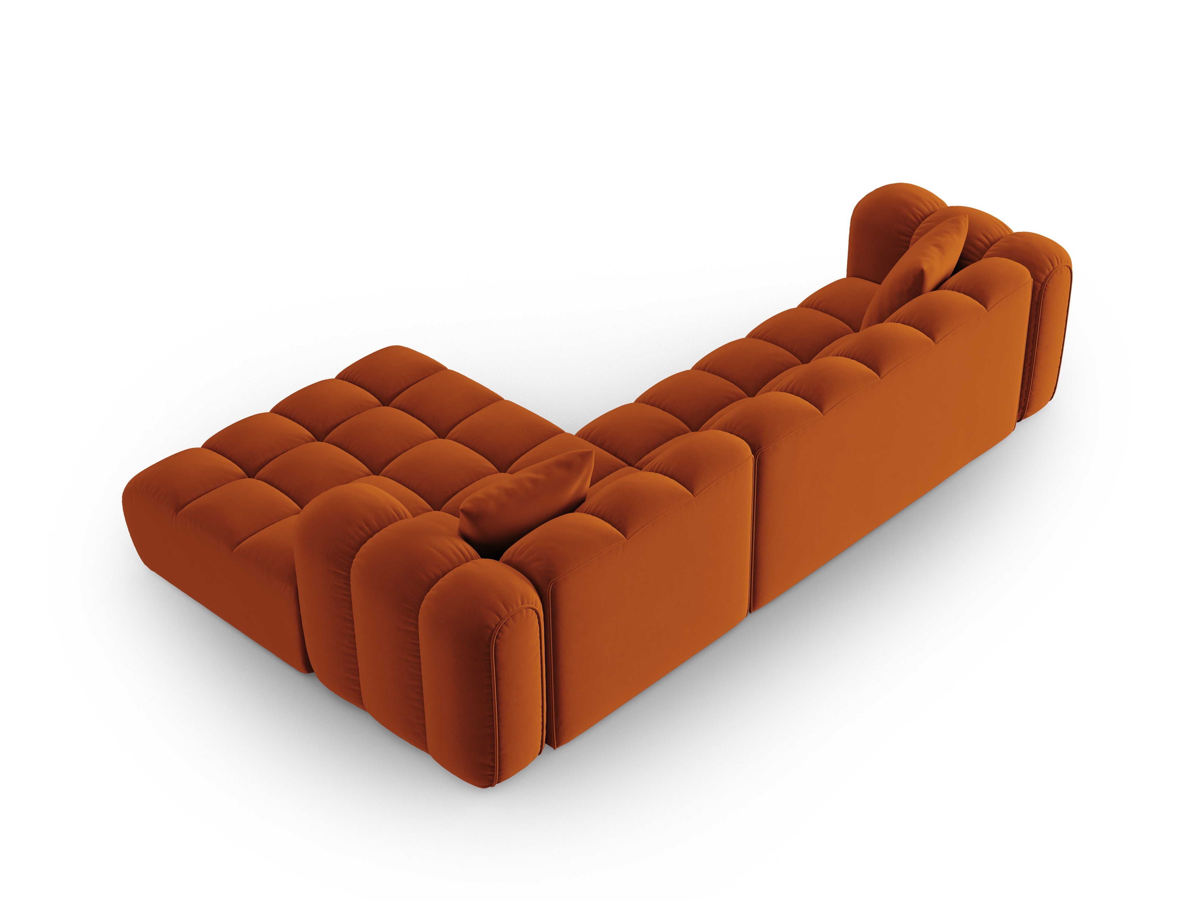 Samt-Ecksofa für 4 Personen rechts ASTRO rostrot