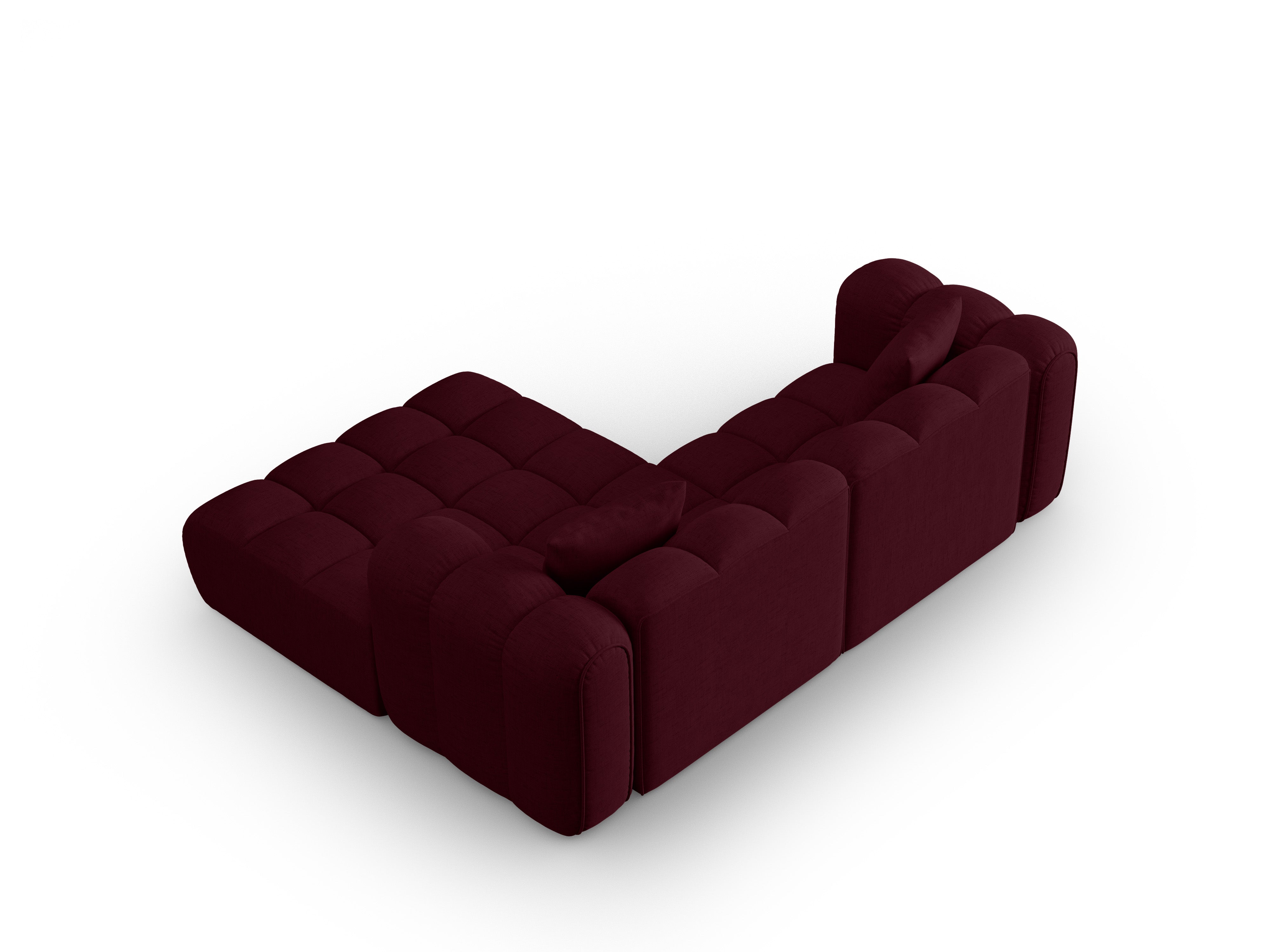 Right-facing 3-seater corner sofa ASTRO burgundy chenille