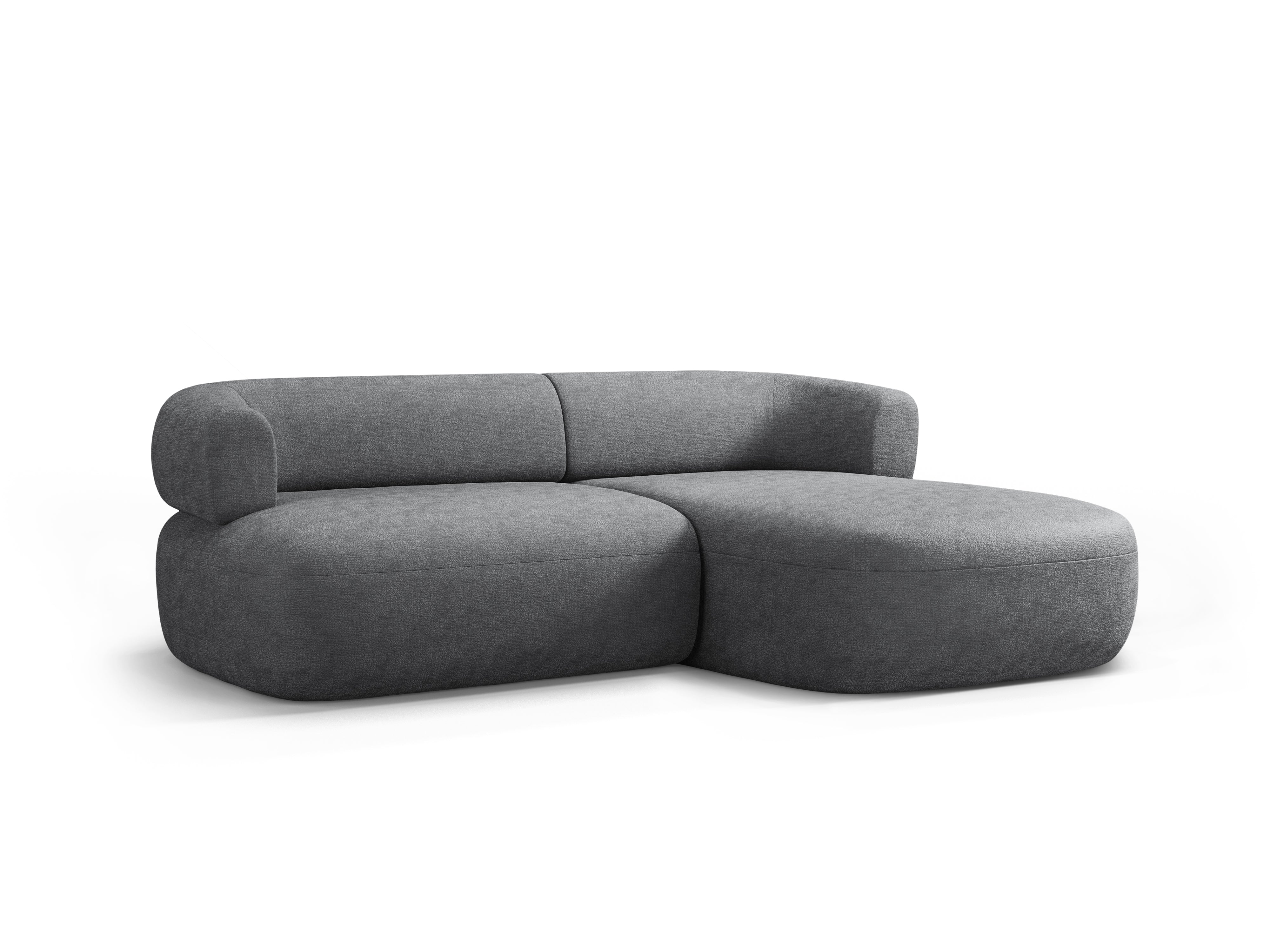 Zweisitzer-Ecksofa rechts ALDRIN in dunkelgrauem Chenille