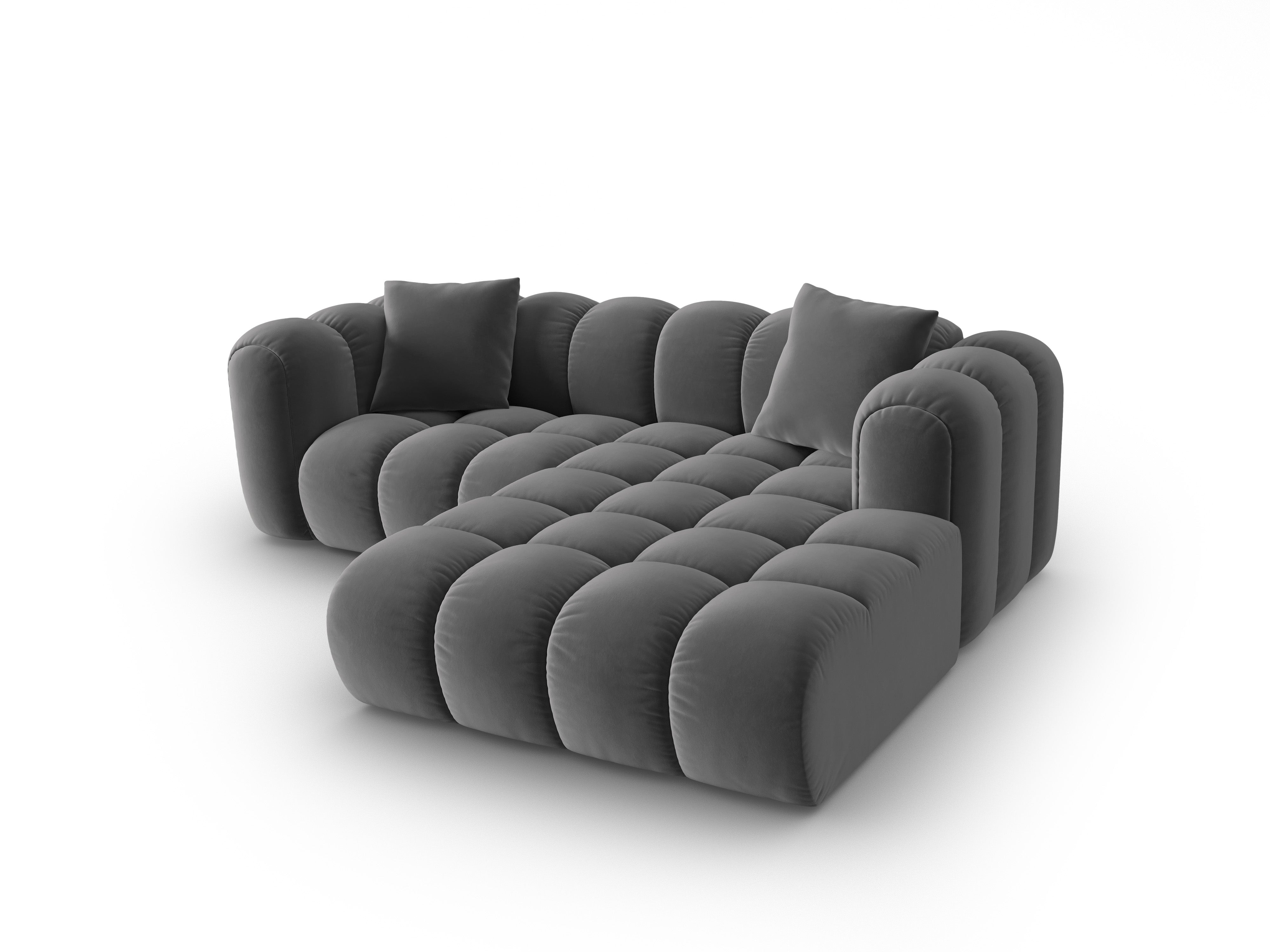 Samt-Ecksofa 3-sitzig rechts ASTRO grau