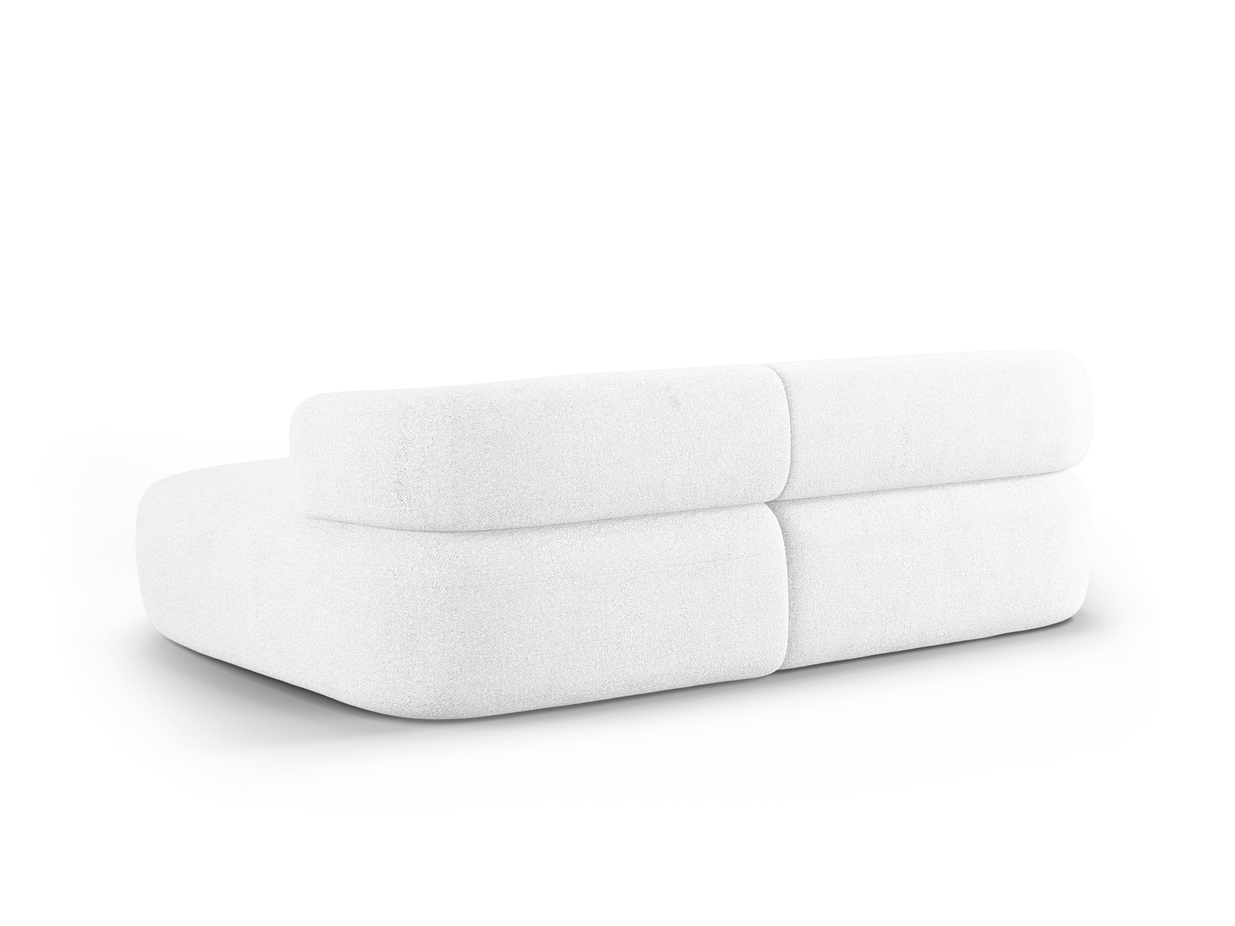 Zweisitzer-Ecksofa rechts ALDRIN in weißem Boucle