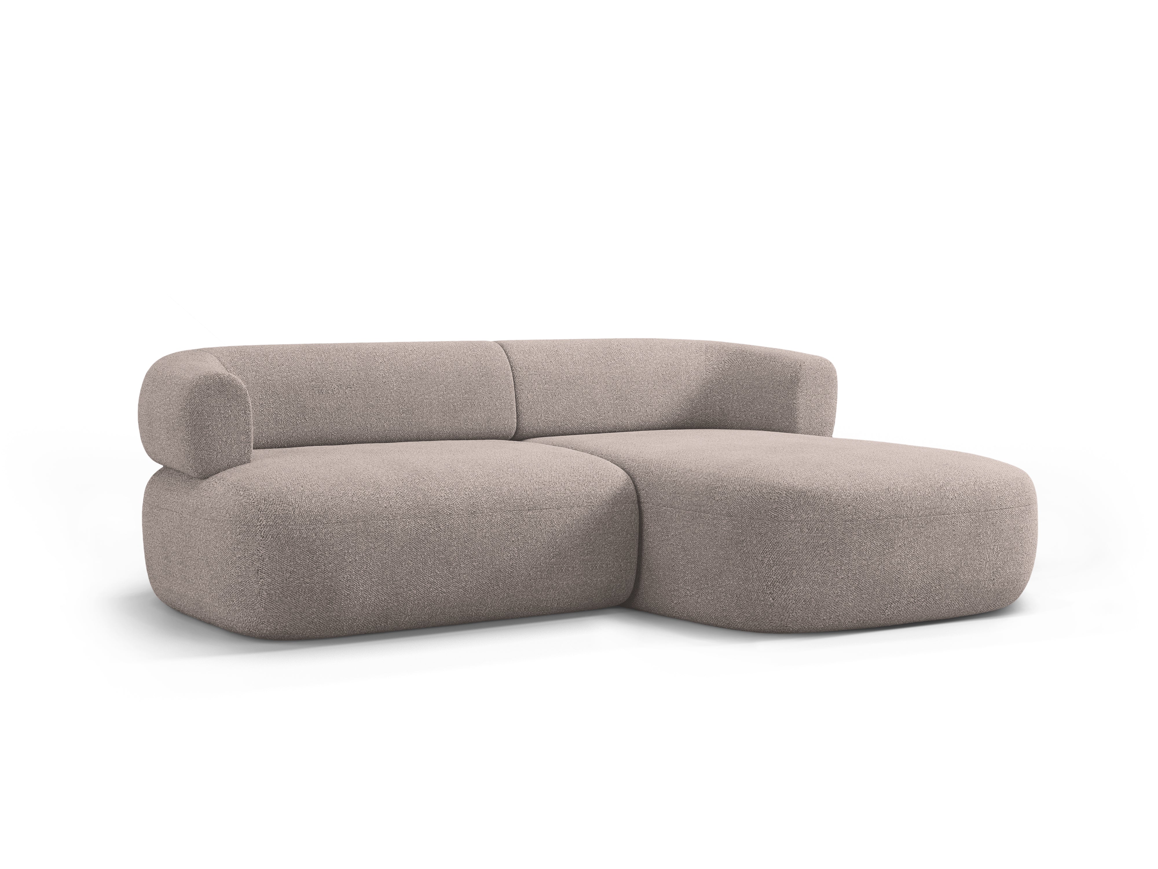 Zweisitzer-Ecksofa rechts ALDRIN in hellbraunem Boucle