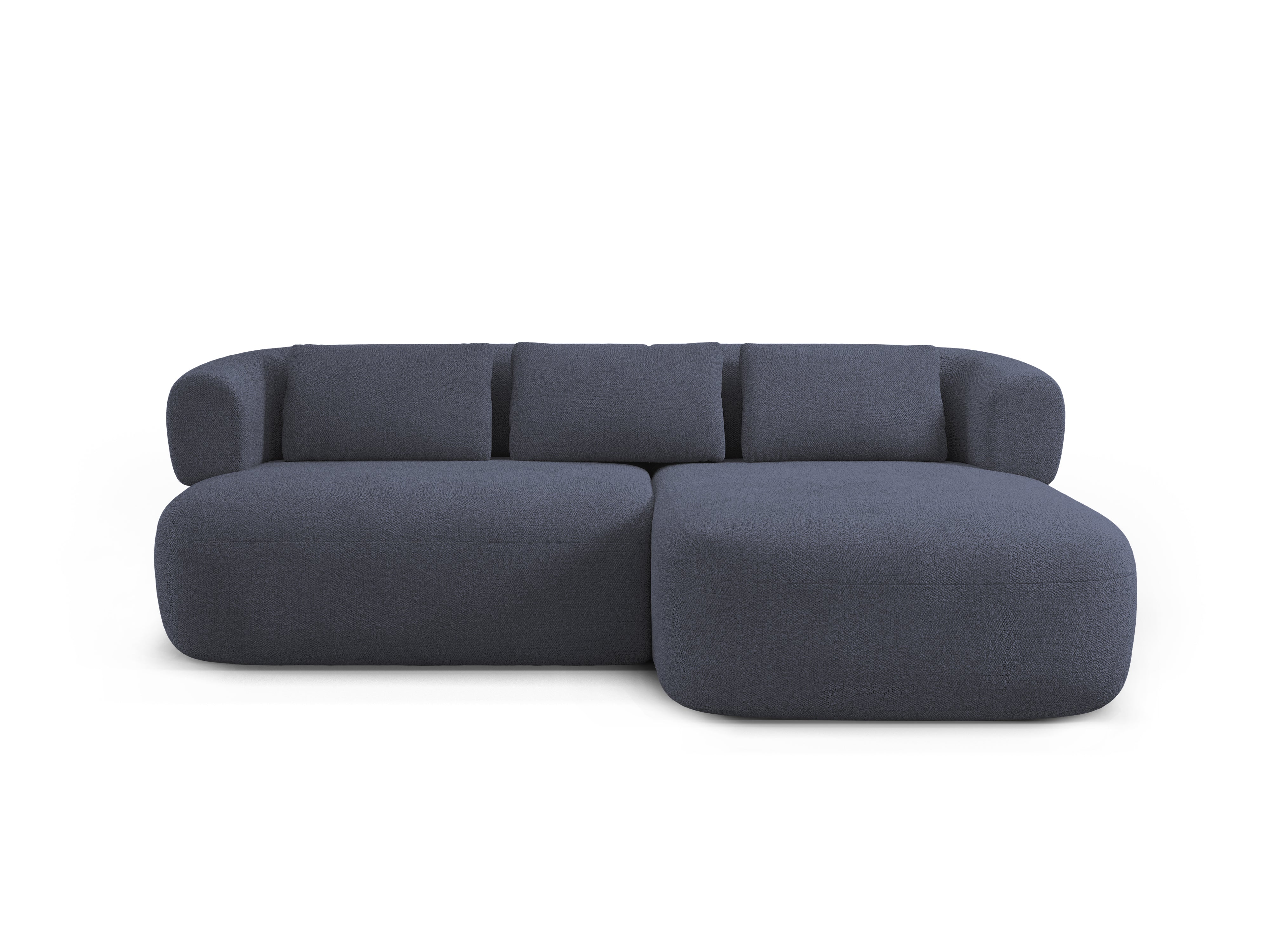 Zweisitzige rechteckige Eckcouch ALDRIN in marineblauem Boucle.