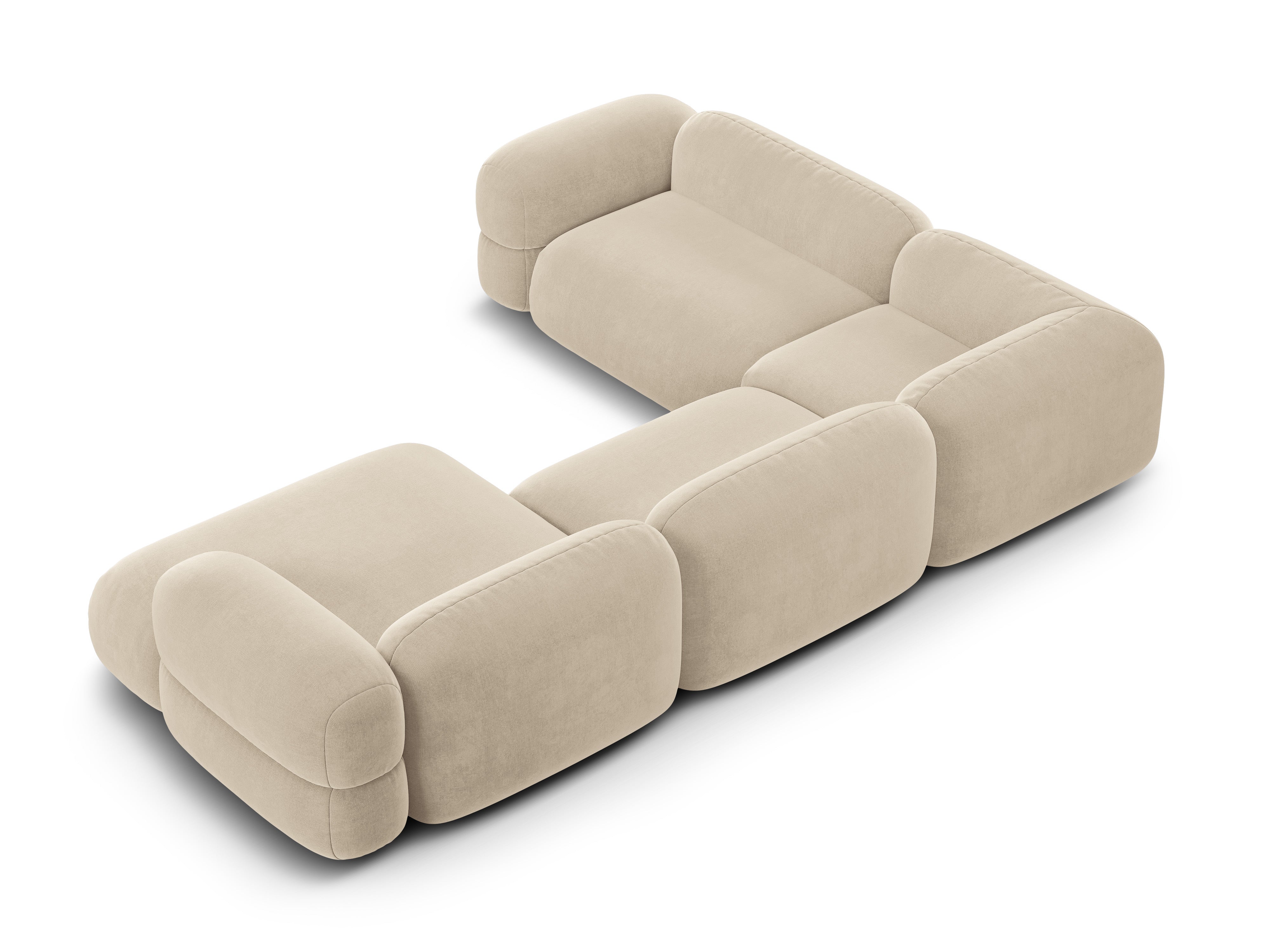 Left-facing U-shaped velvet corner sofa ROGER light beige