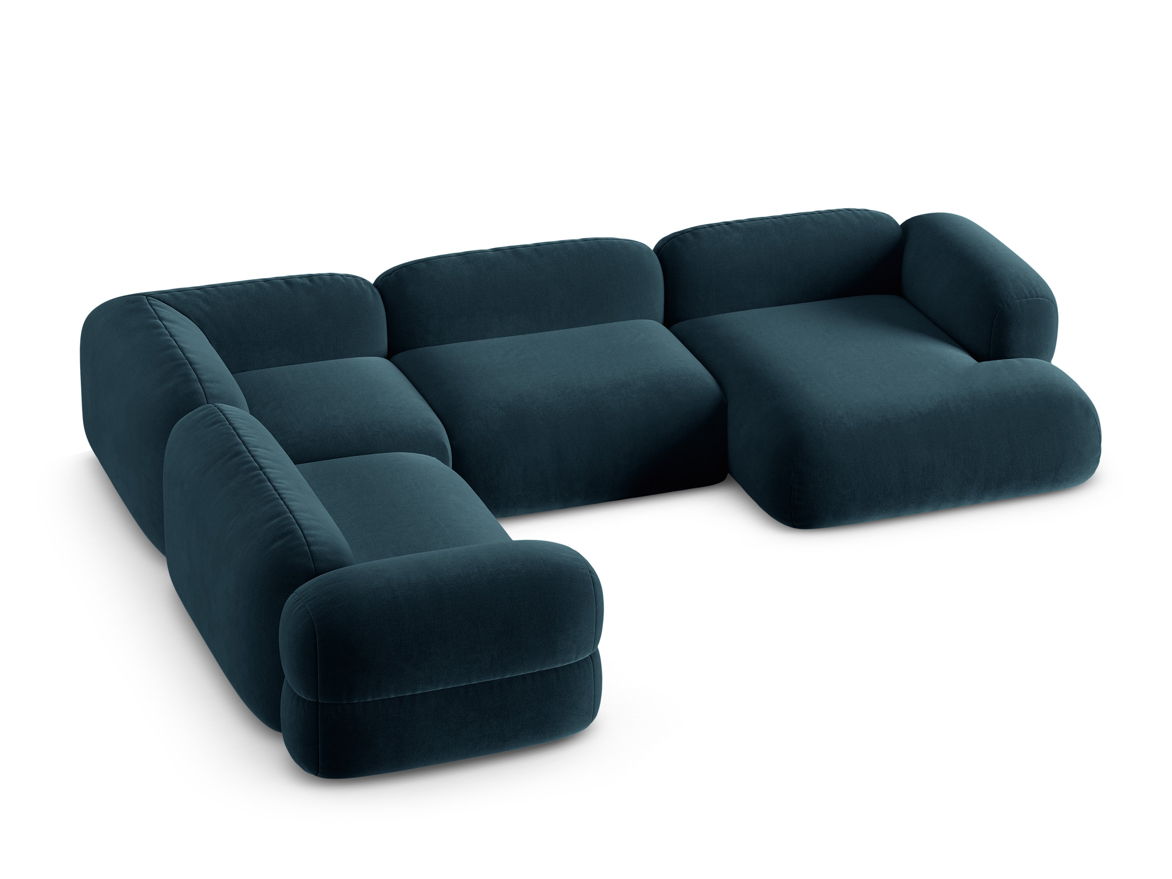 Velvet U-shaped left corner sofa ROGER petrol blue