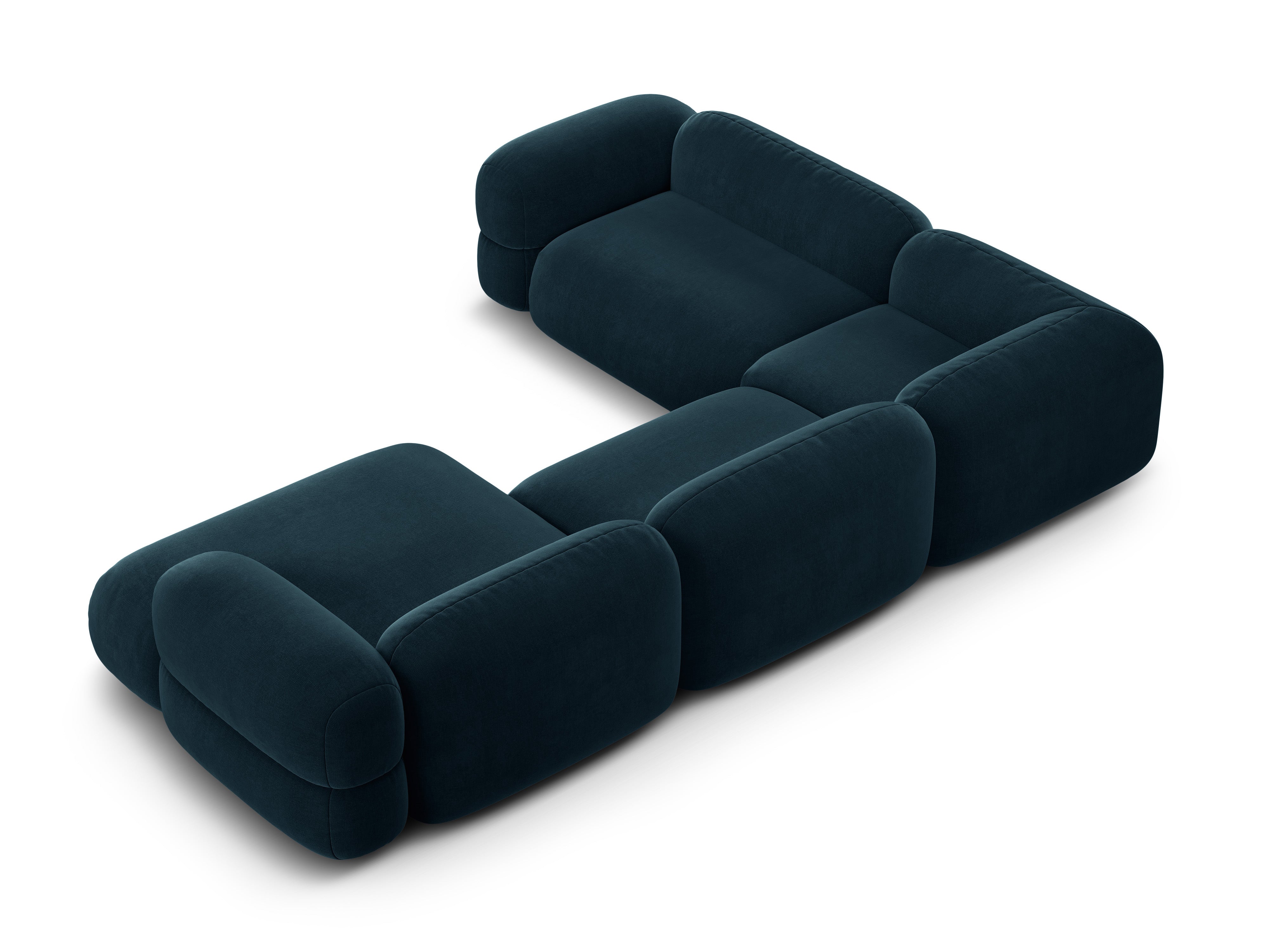 Velvet U-shaped left corner sofa ROGER petrol blue