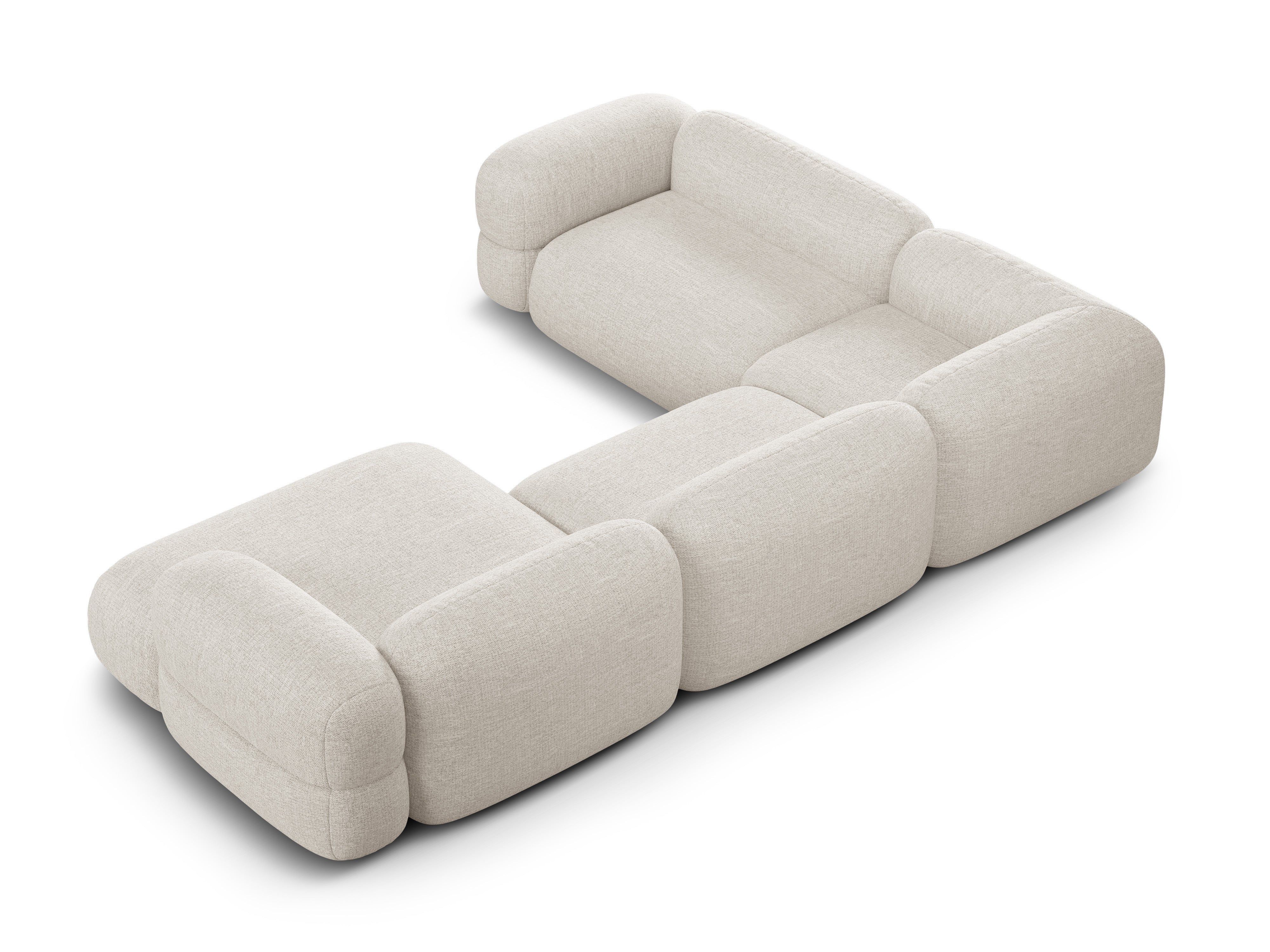 Left-facing U-shaped Corner Sofa ROGER beige chenille