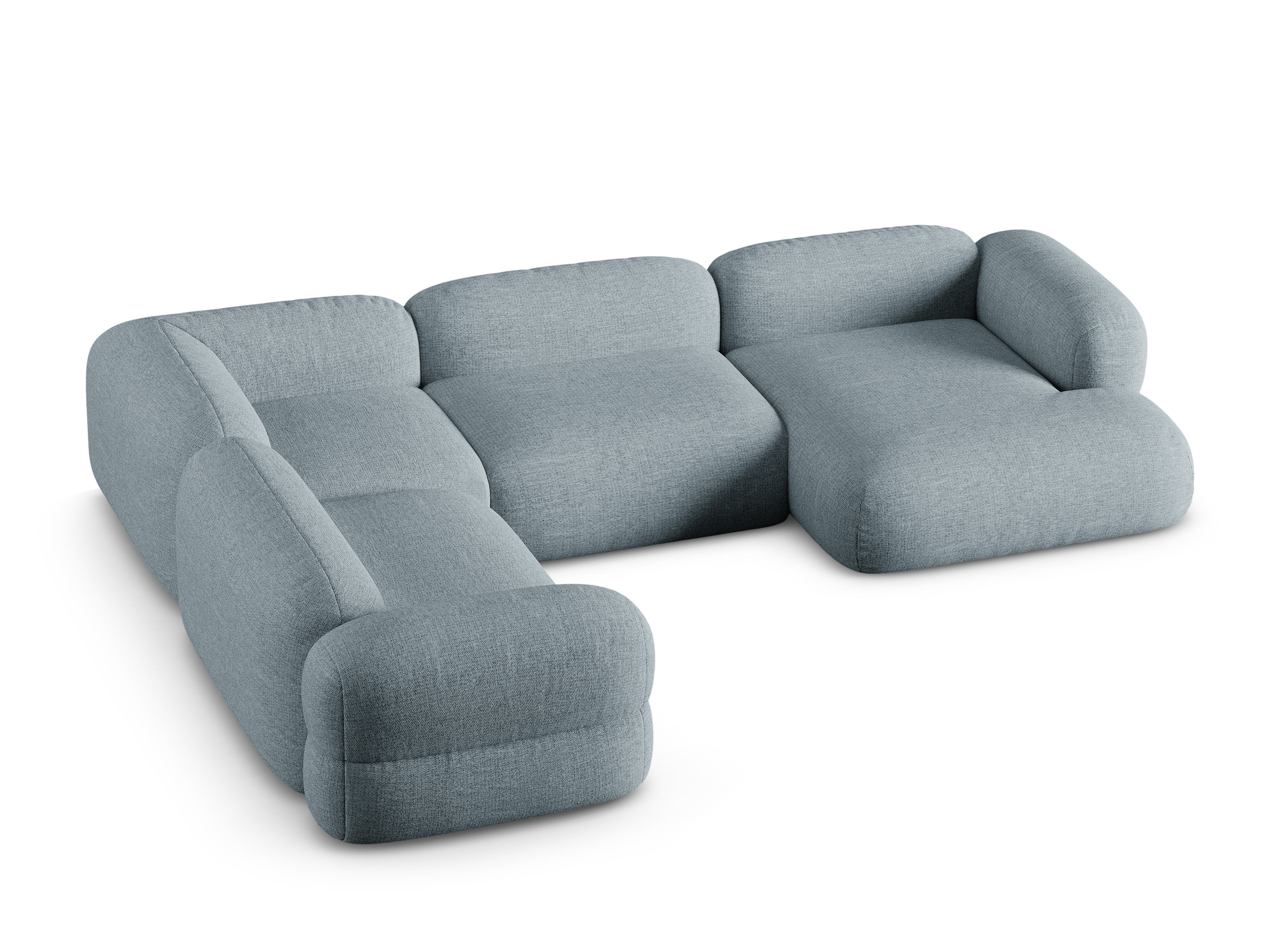 U-förmiger Ecksofa links ROGER himmelblaues Chenille