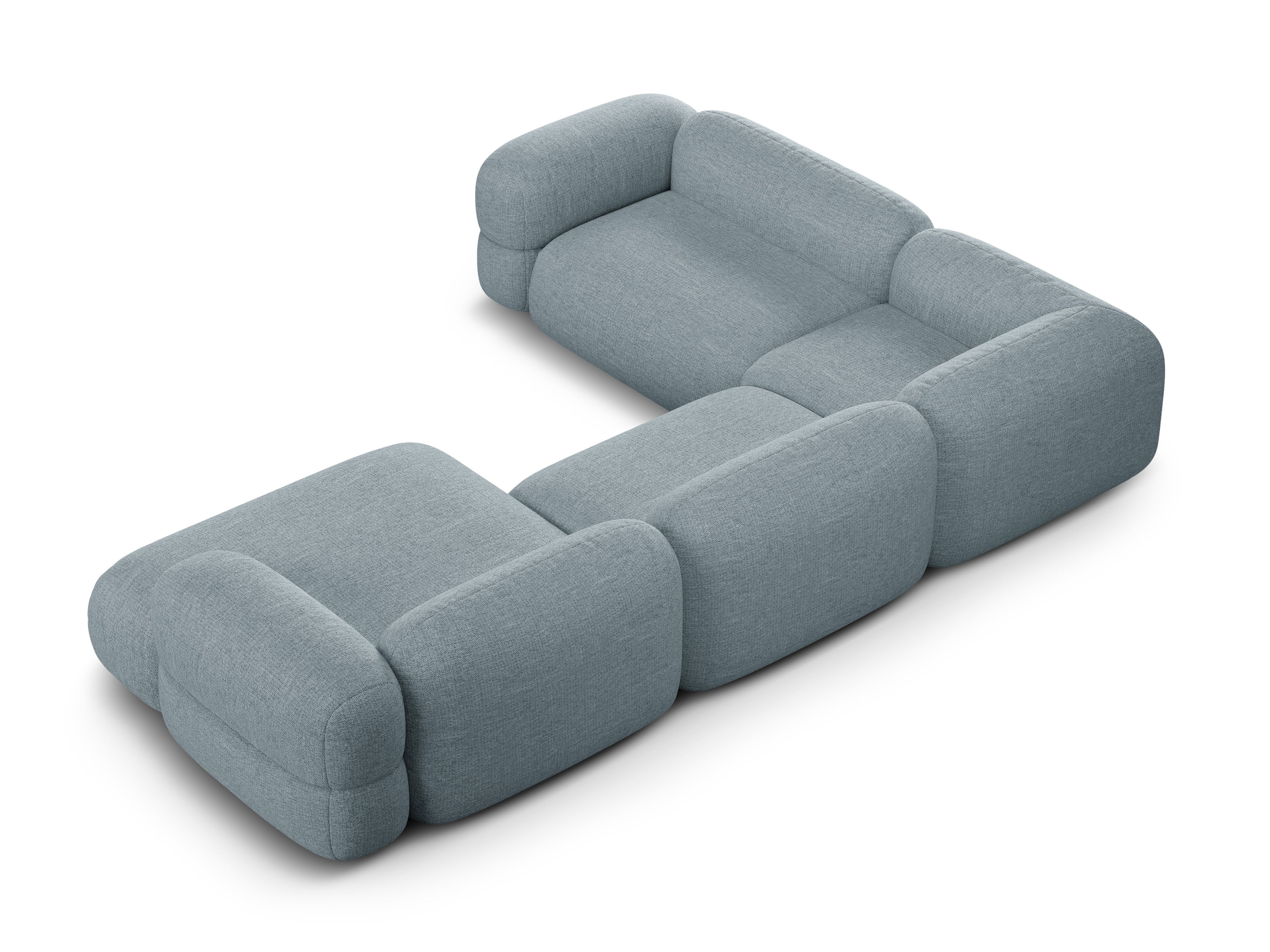 U-förmiger Ecksofa links ROGER himmelblaues Chenille