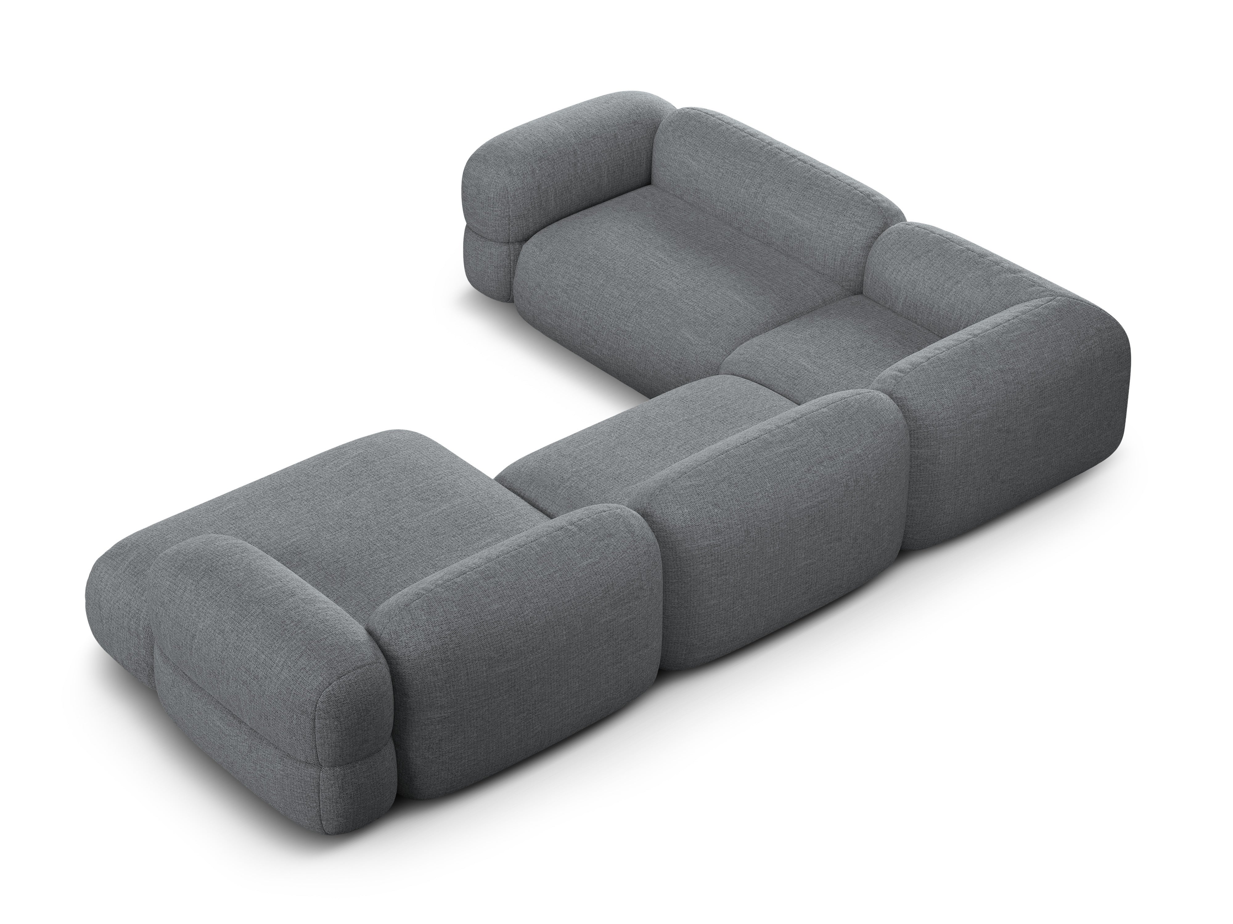 Left-facing U-shaped sofa ROGER gray chenille