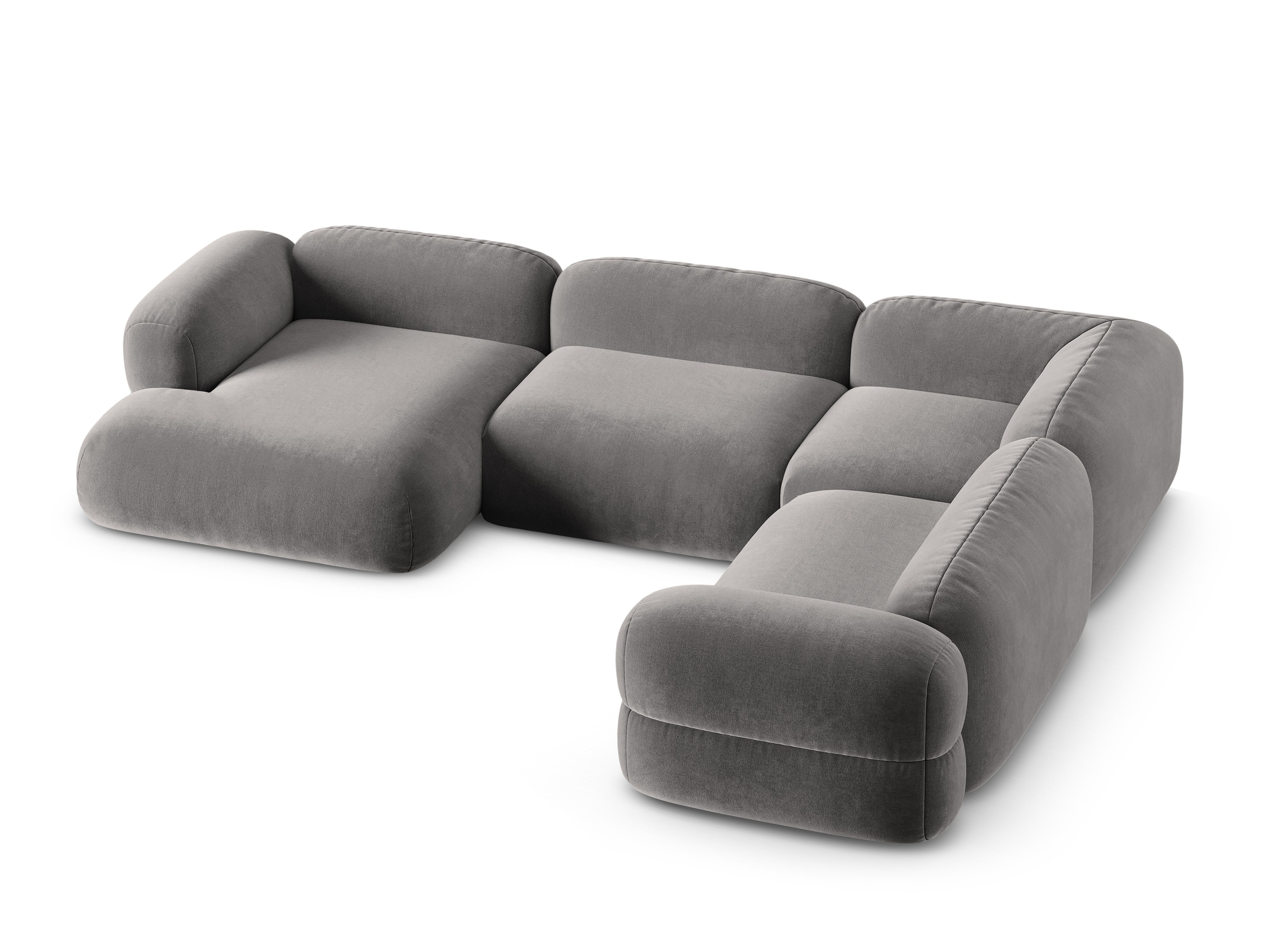 Right-facing U-shaped velvet corner sofa ROGER gray