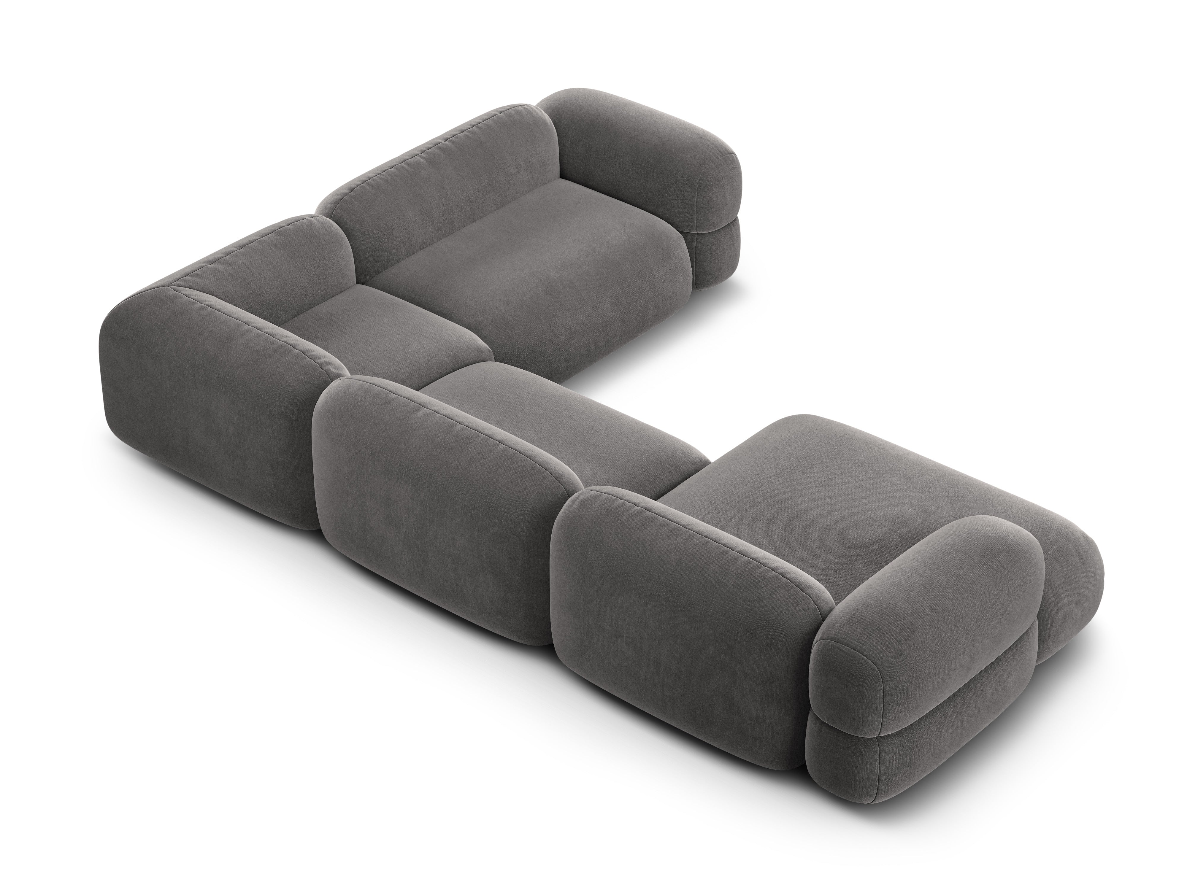 Right-facing U-shaped velvet corner sofa ROGER gray
