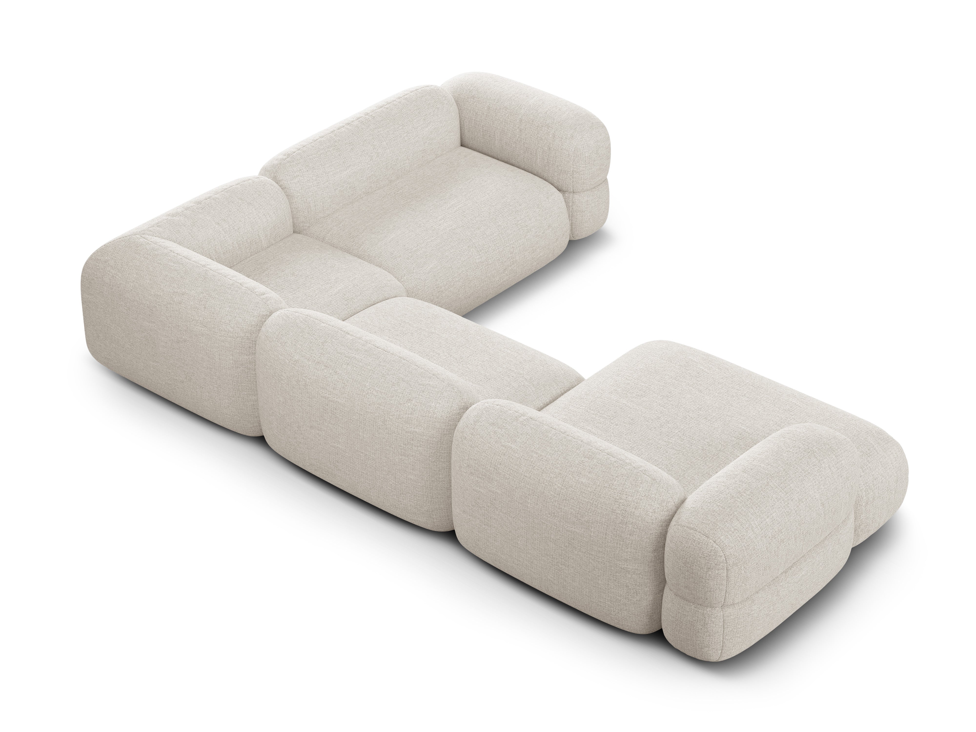 Right-facing U-shaped corner sofa ROGER beige chenille