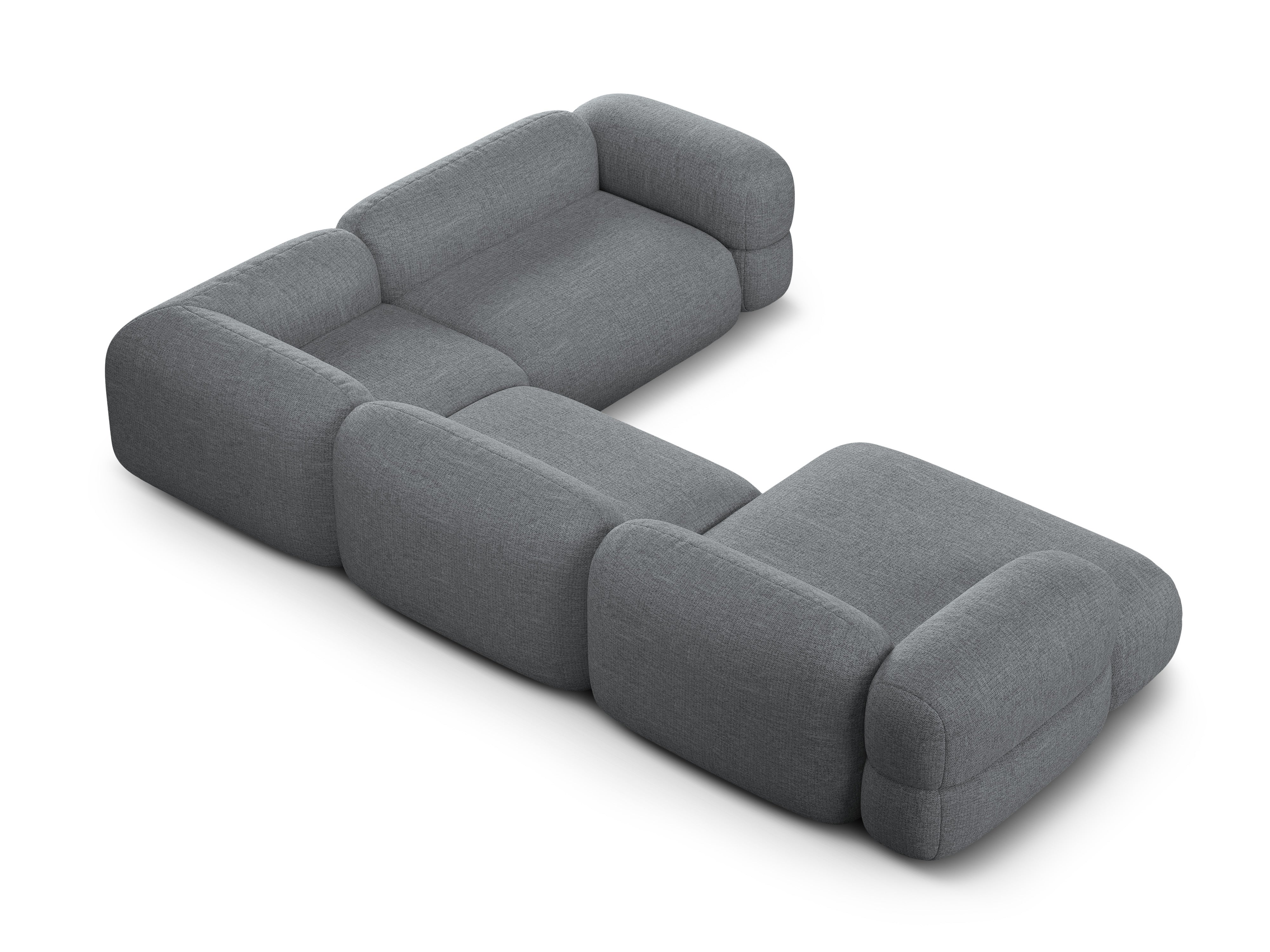 Right-facing U-shaped Corner Sofa ROGER gray chenille