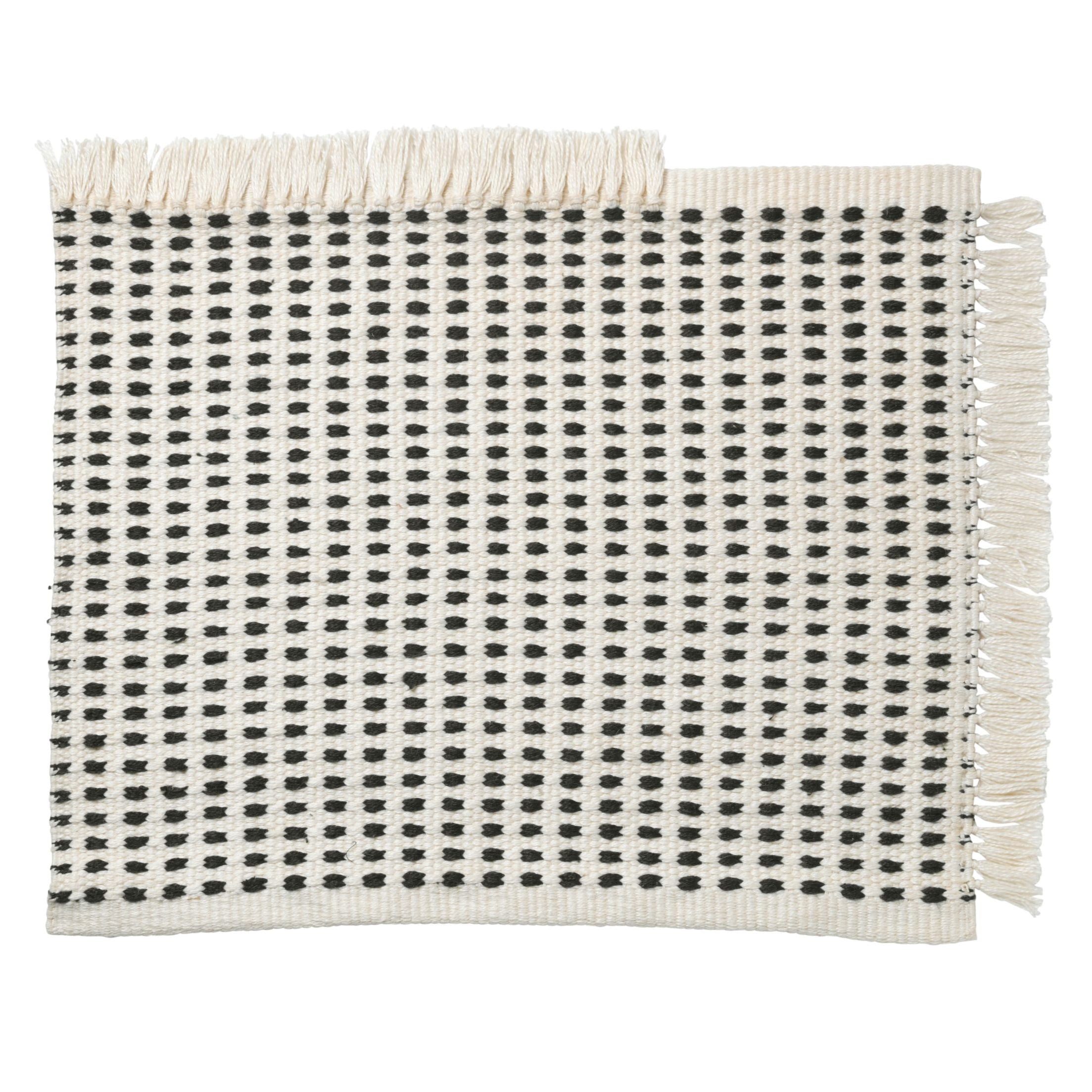 WAY cremefarbener Teppich mit blauen Punkten 