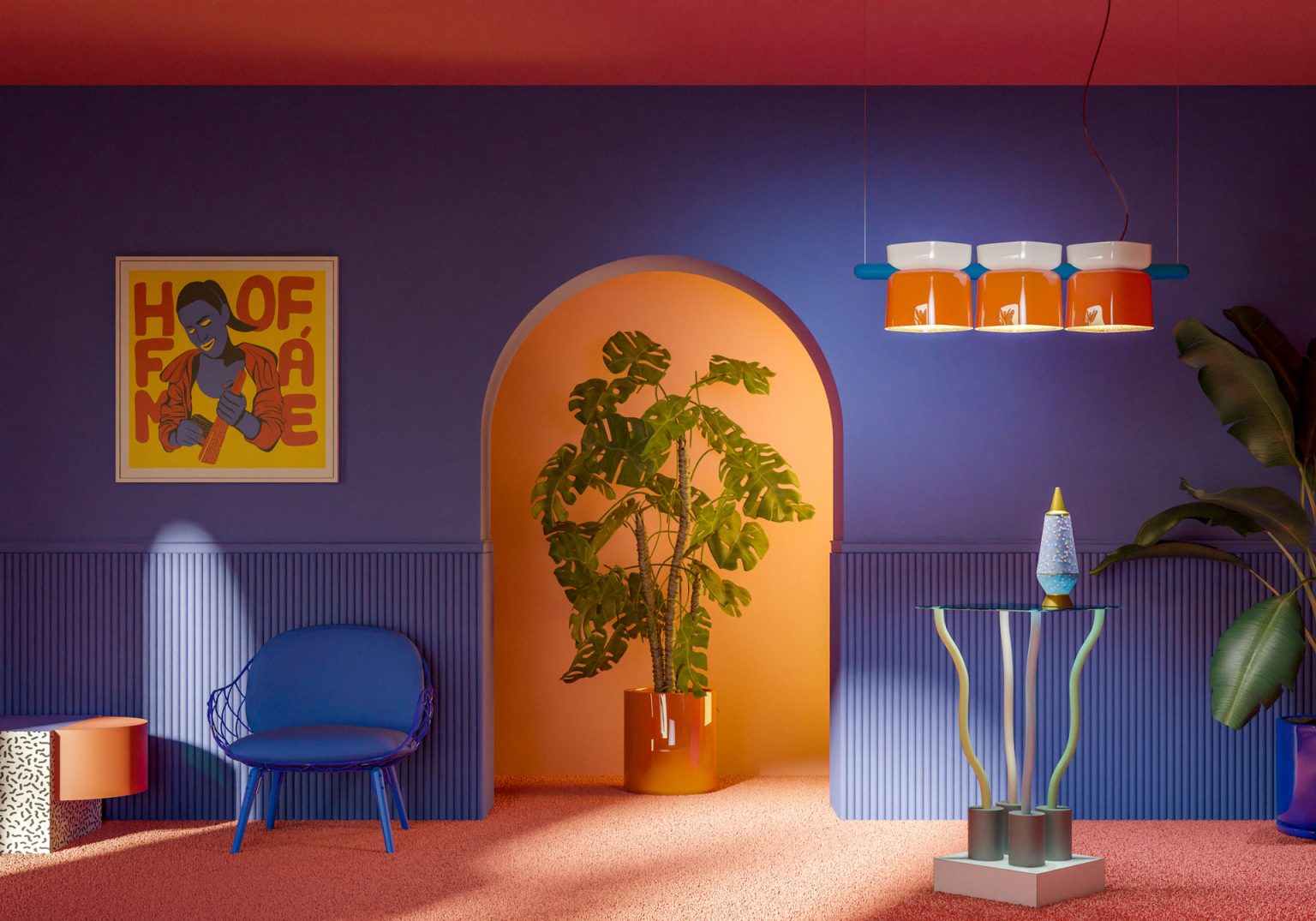 YAKITORI ceramic pendant lamp in mocha with orange and sage green