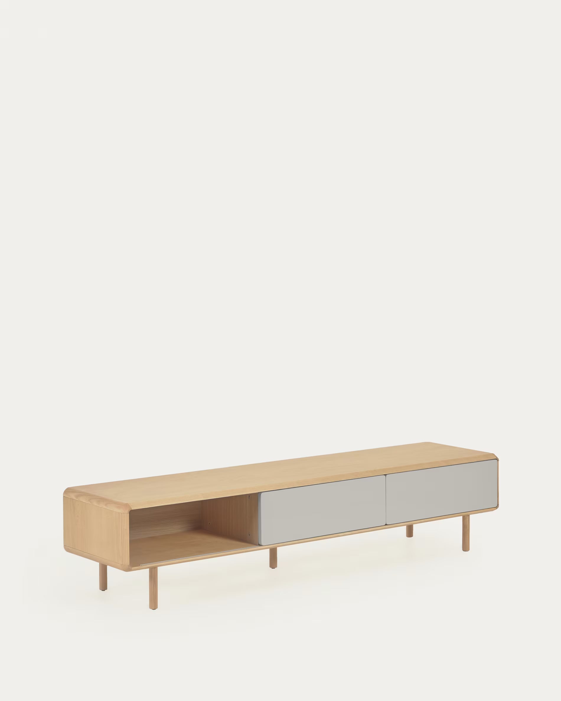 RTV-Sideboard ANIELLE hellgrau mit Holz