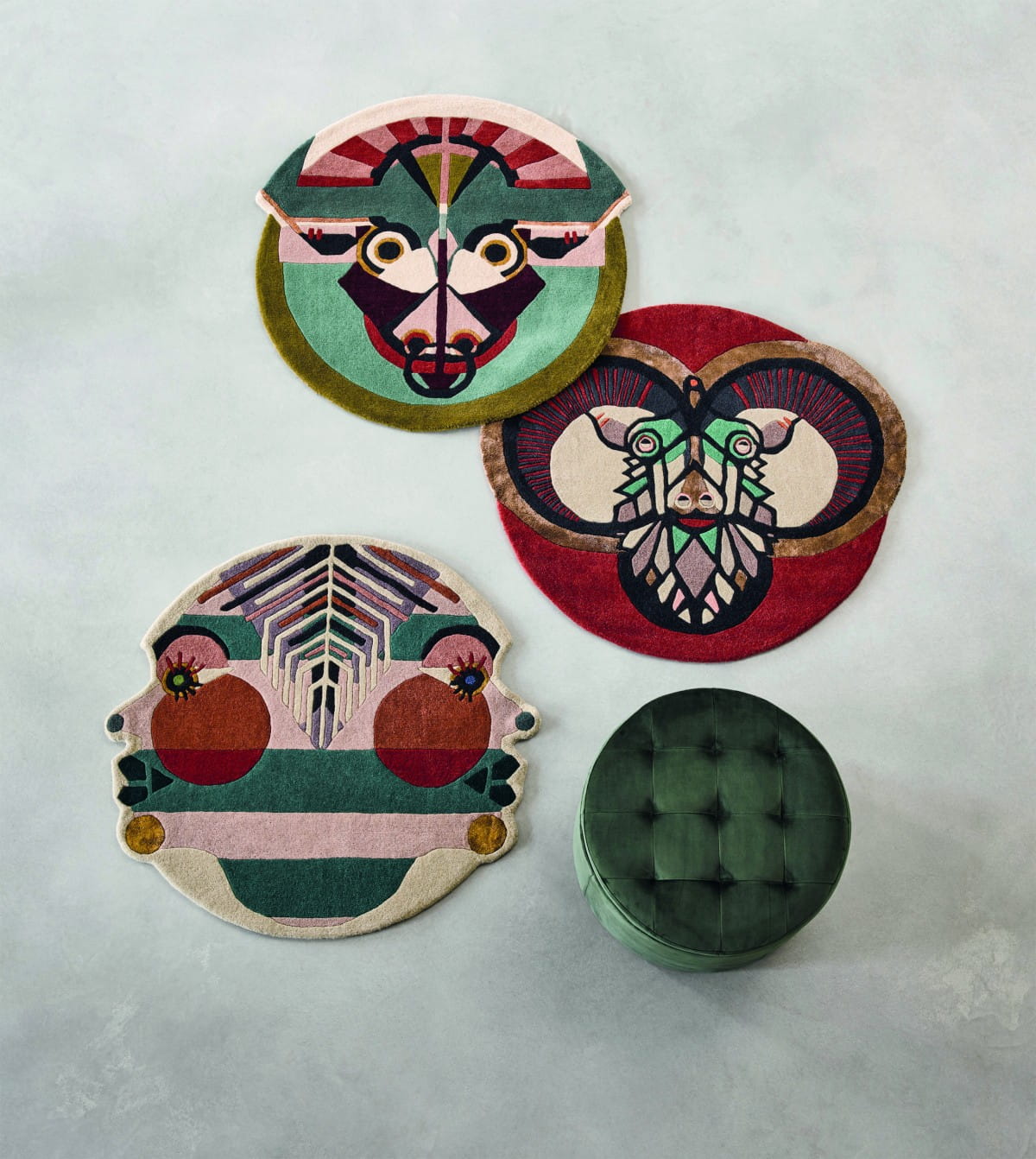 Runder Teppich ZODIAC ARIES burgunder-beige