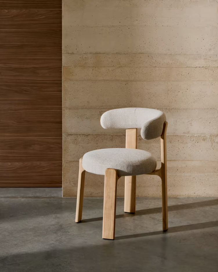Stuhl GRANITE beige Chenille mit Eschenbasis