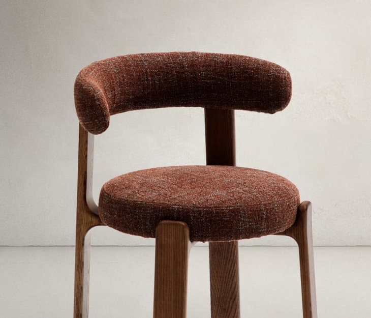 GRANITE chair in brown chenille with a dark ash base