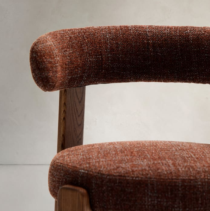 GRANITE chair in brown chenille with a dark ash base