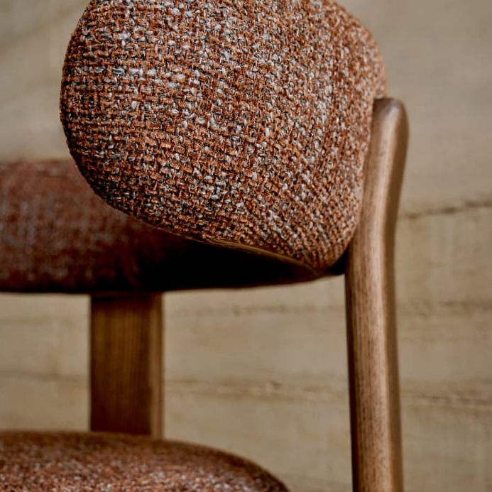 GRANITE chair in brown chenille with a dark ash base