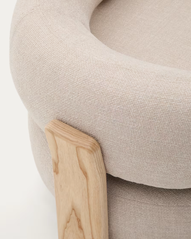 Sessel GRANITE beige Chenille mit Eschenholzgestell