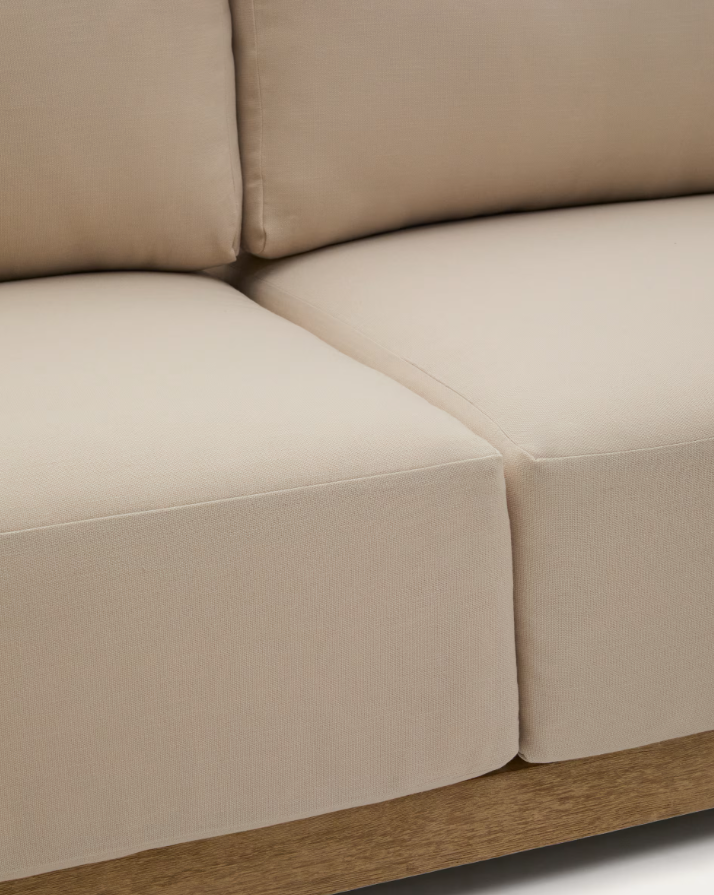 Outdoor Corner Sofa AMBRA Acacia Wood with Cream Seat