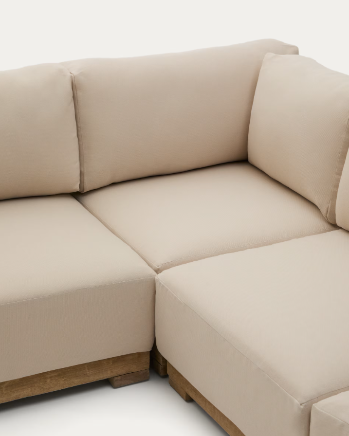 Outdoor Corner Sofa AMBRA Acacia Wood with Cream Seat