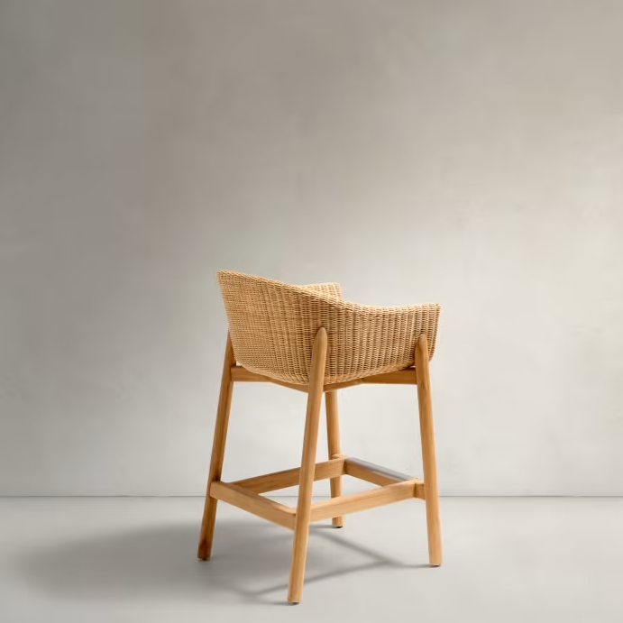 Außende Hocher Galea Holz Teke mit Rattansitz