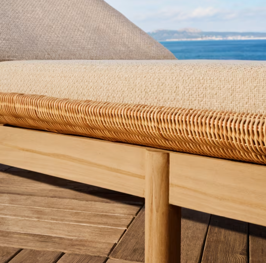 Liegestuhl GALEA Teakholz und Rattan