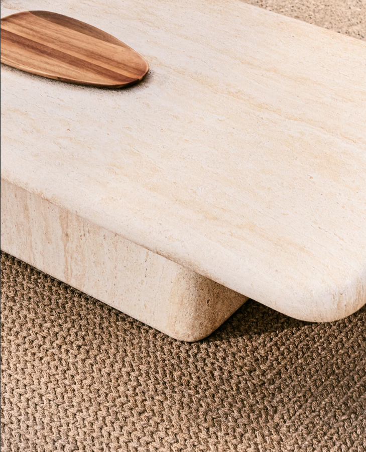 Outdoor Coffee Table DRASI Cement Imitating Travertine