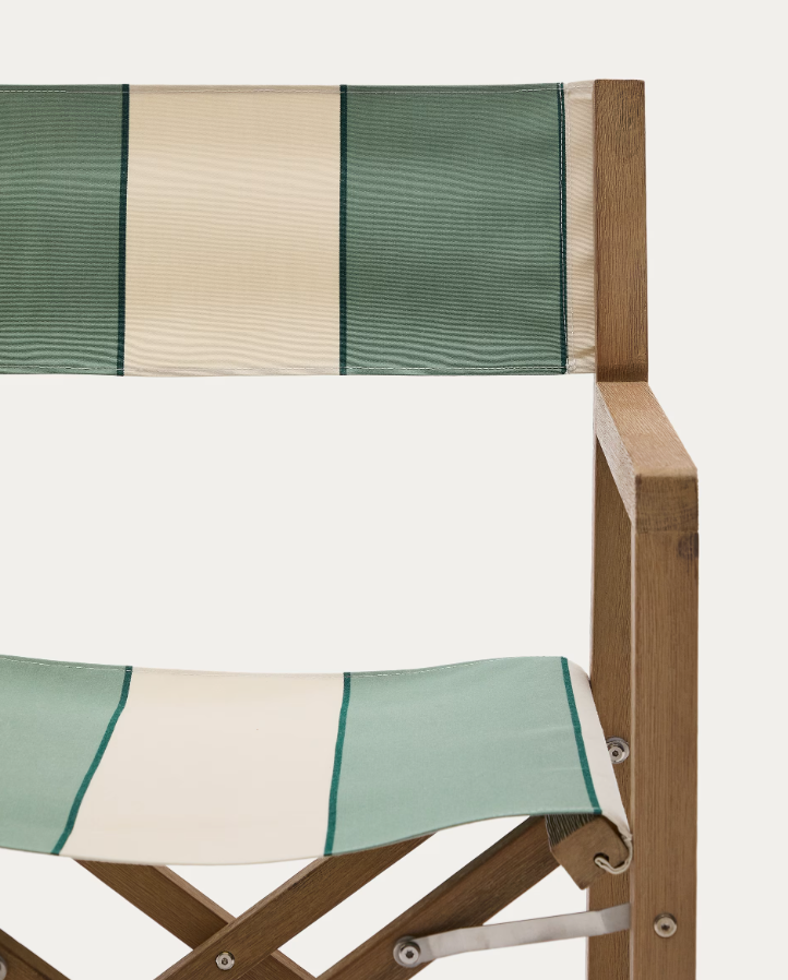Vilara green and beige external chair with an acacia base