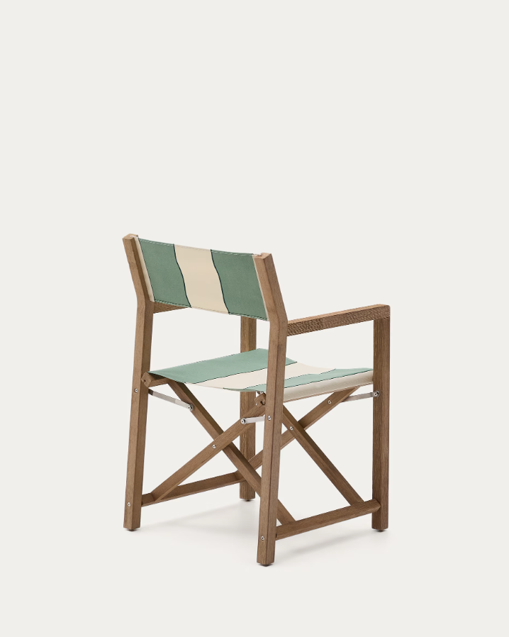 Vilara green and beige external chair with an acacia base