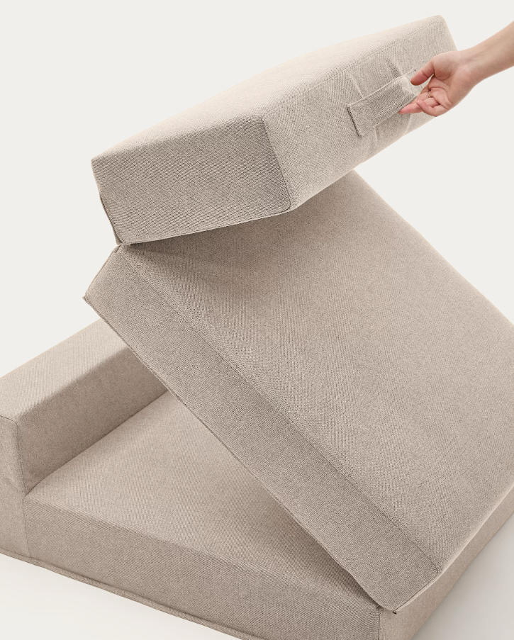 Folded pouf beige art