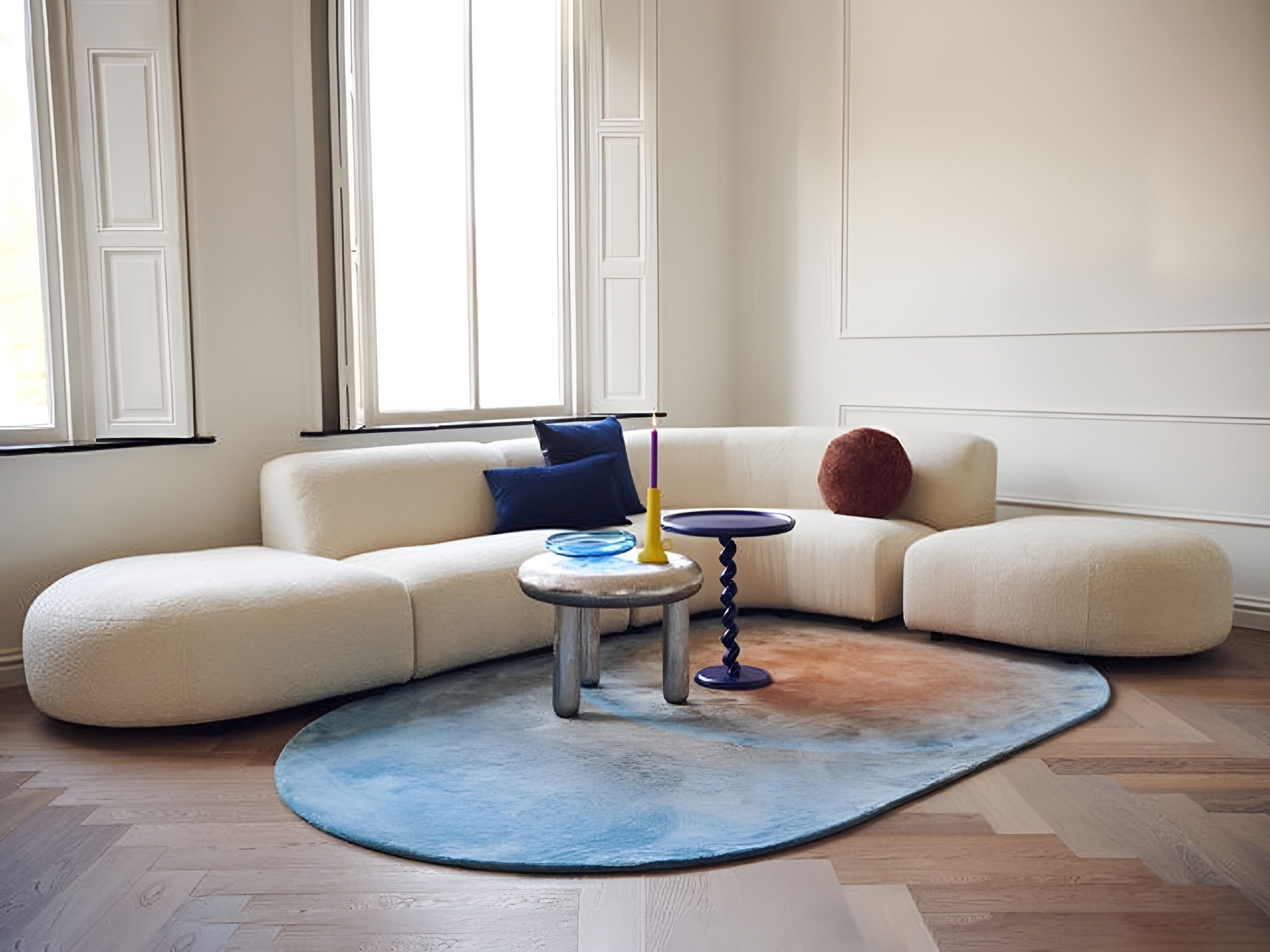 Modulares Sofa POLSPOTTEN - großer, abgerundeter Eckmodul ecri