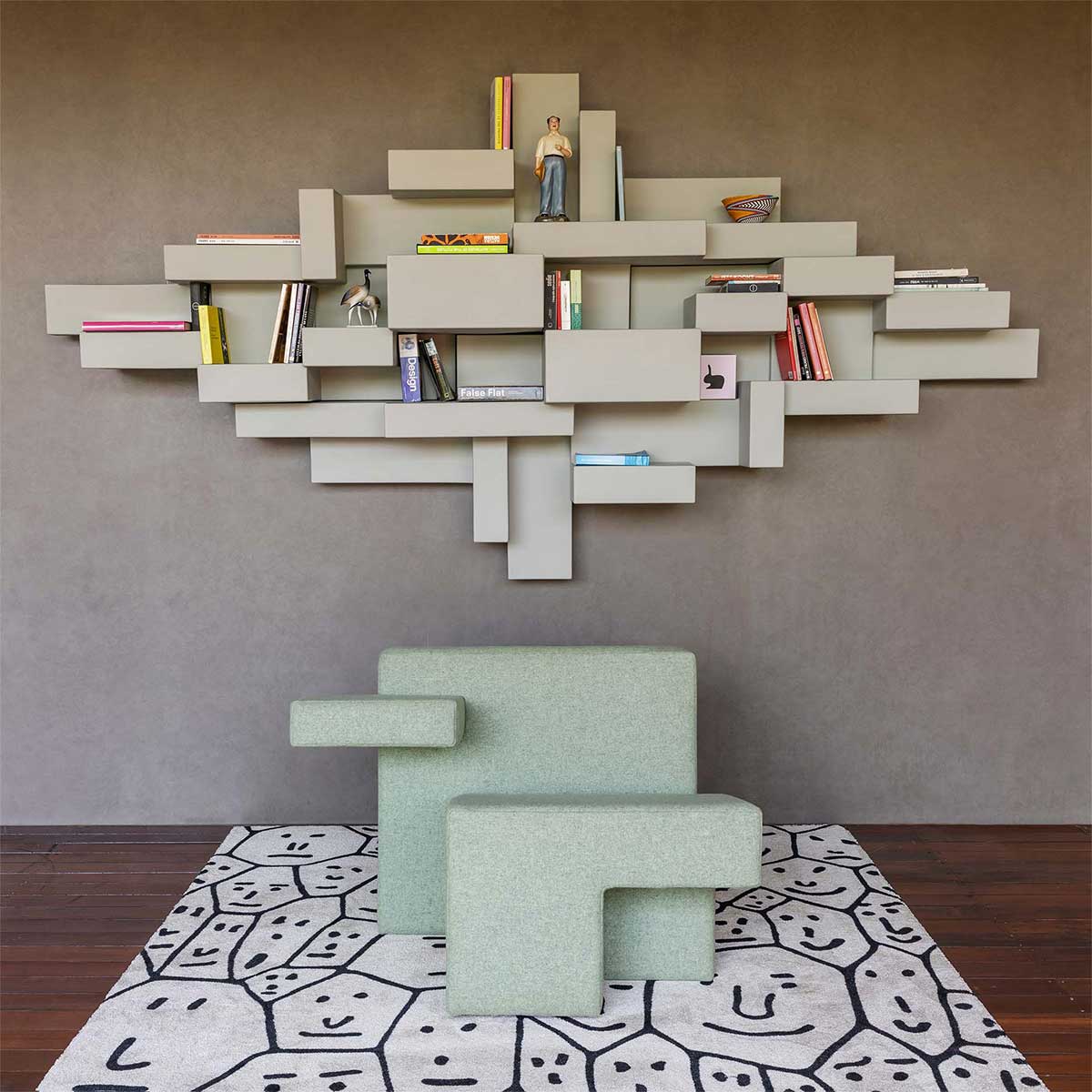 Teppich FLOATING FACES schwarz