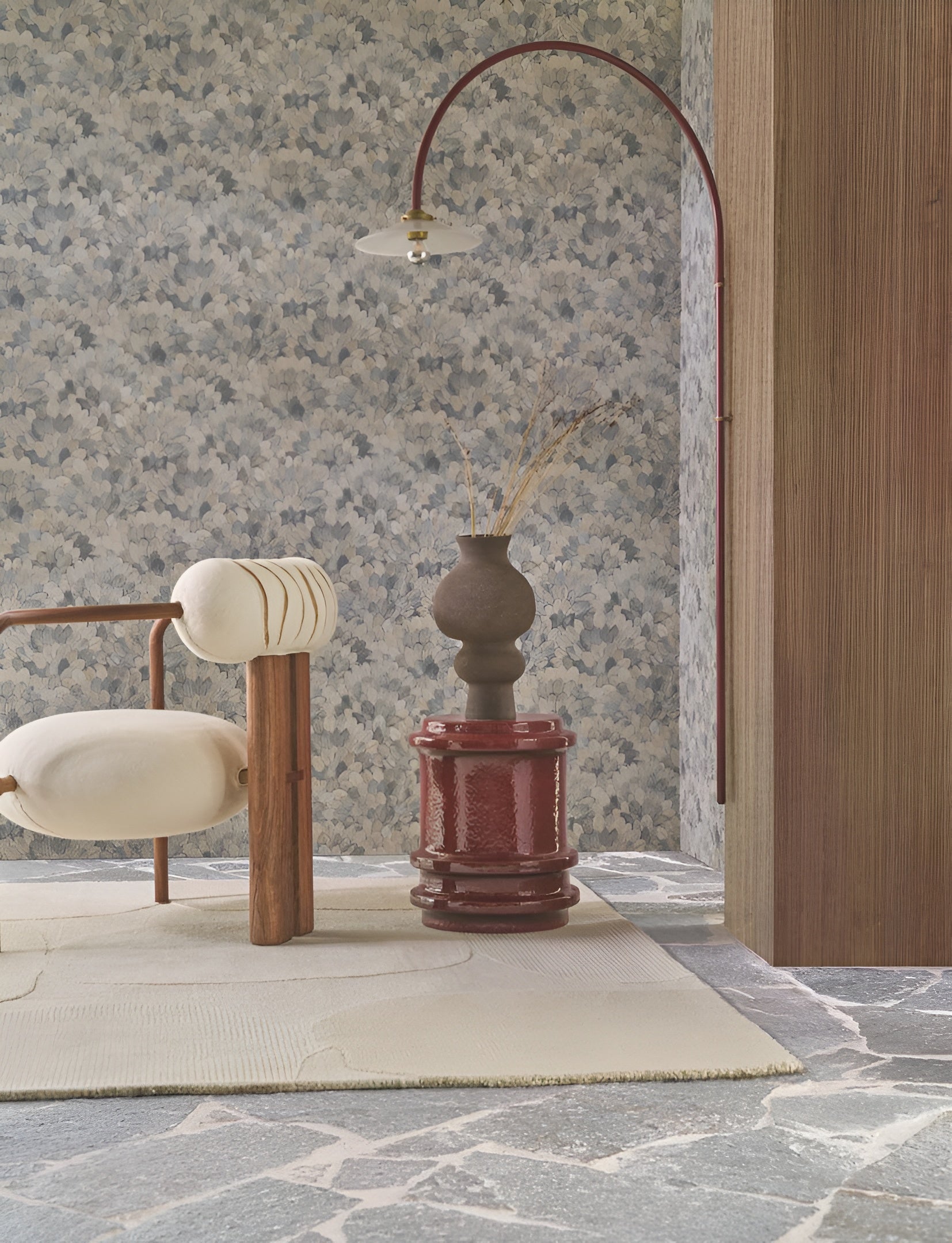 Strukturierte Tapete mit pflanzlichem Motiv von Guavenblättern FEIJOA - AMANDE olivgrün